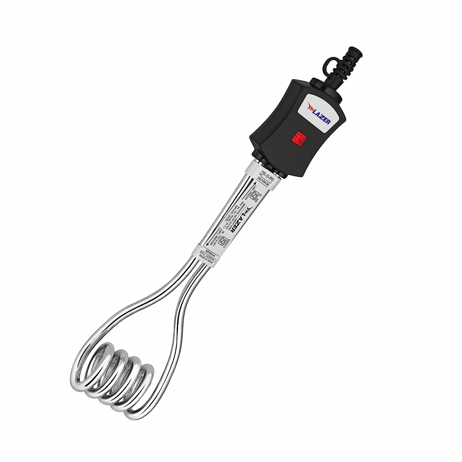Lazer Aqua Therm ISI Certified 1000 Watts Copper Shockproof Bakelite Body Immersion Rod Water Heater (Black)