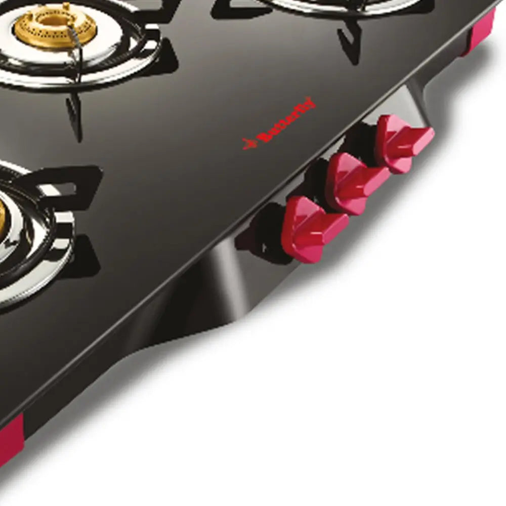 Butterfly Spectra Glass 3 Burner Gas Stove, Black/Pink, Manual
