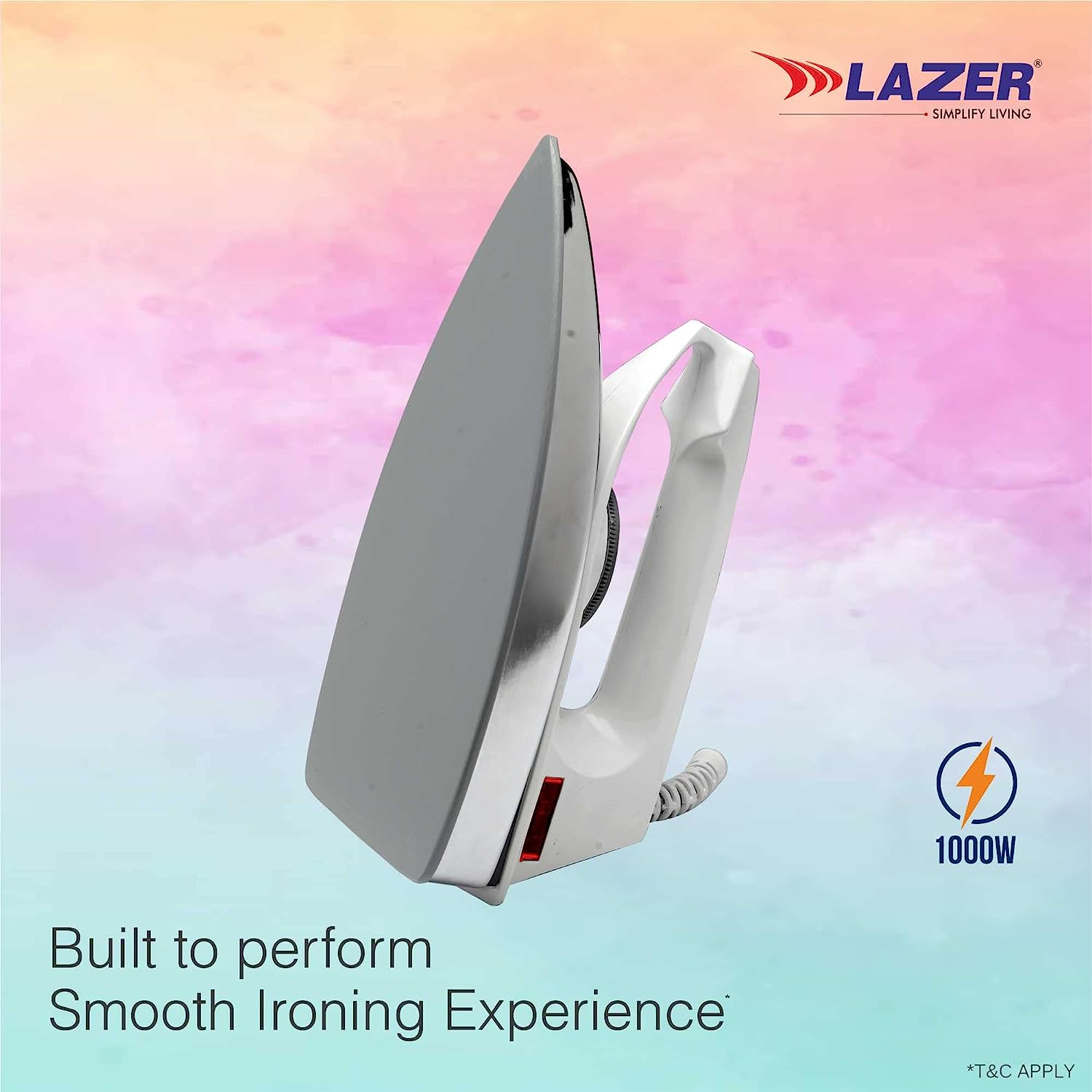 Lazer Hybrid 1000 Watt ISI Certified Light Weight Dry Iron (White)