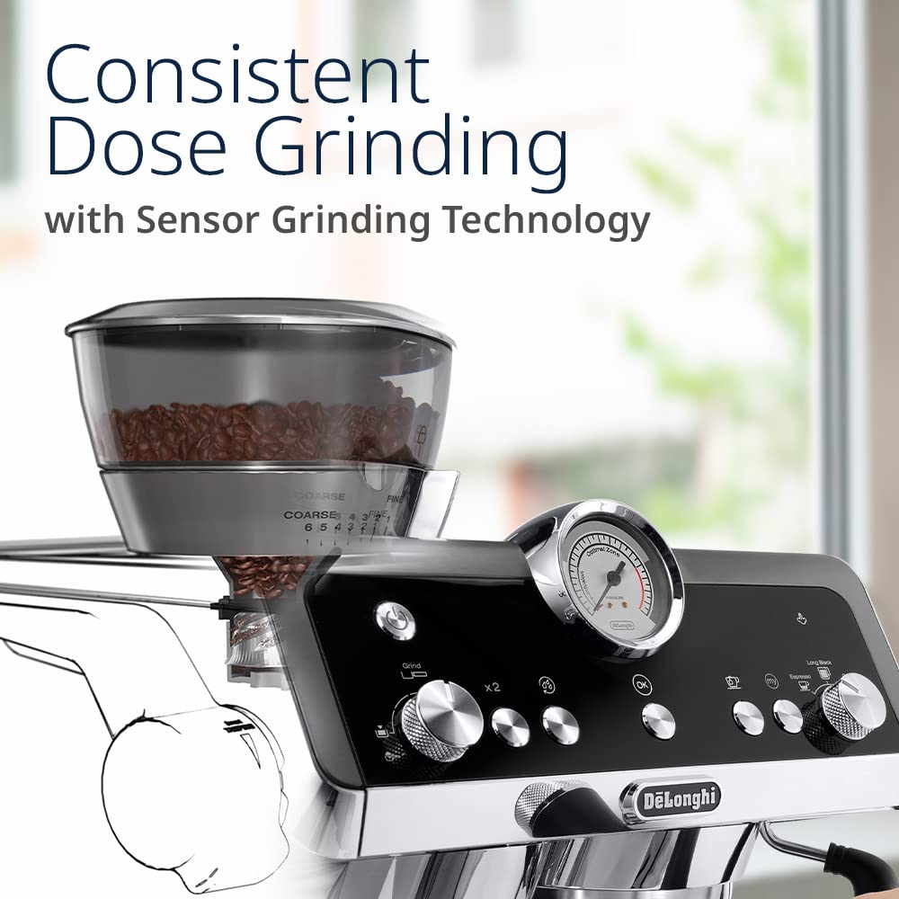DELONGHI Pump Coffee Machine, 1450W, Integrated Coffee Grinder, DLEC9335.BK(Black)