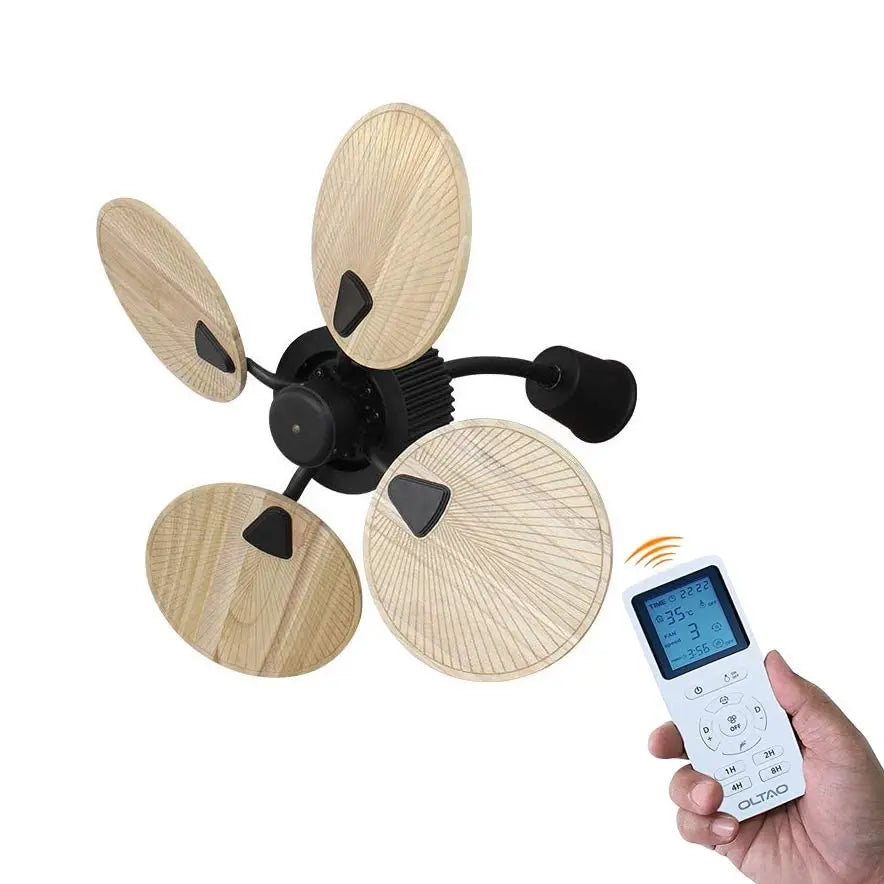 oltao Finn 32" Wall Fan With BLDC Motor, Reverse Air Flow  Wooden Blades, Remote