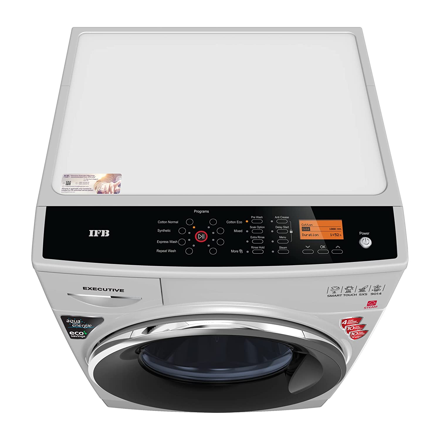 IFB 9 Kg 5 Star Front Load Washing Machine 2X Power Steam (EXECUTIVE SMART TOUCH SXS, Silver, O2 Bubble Wash, 4 years Comprehensive Warranty)