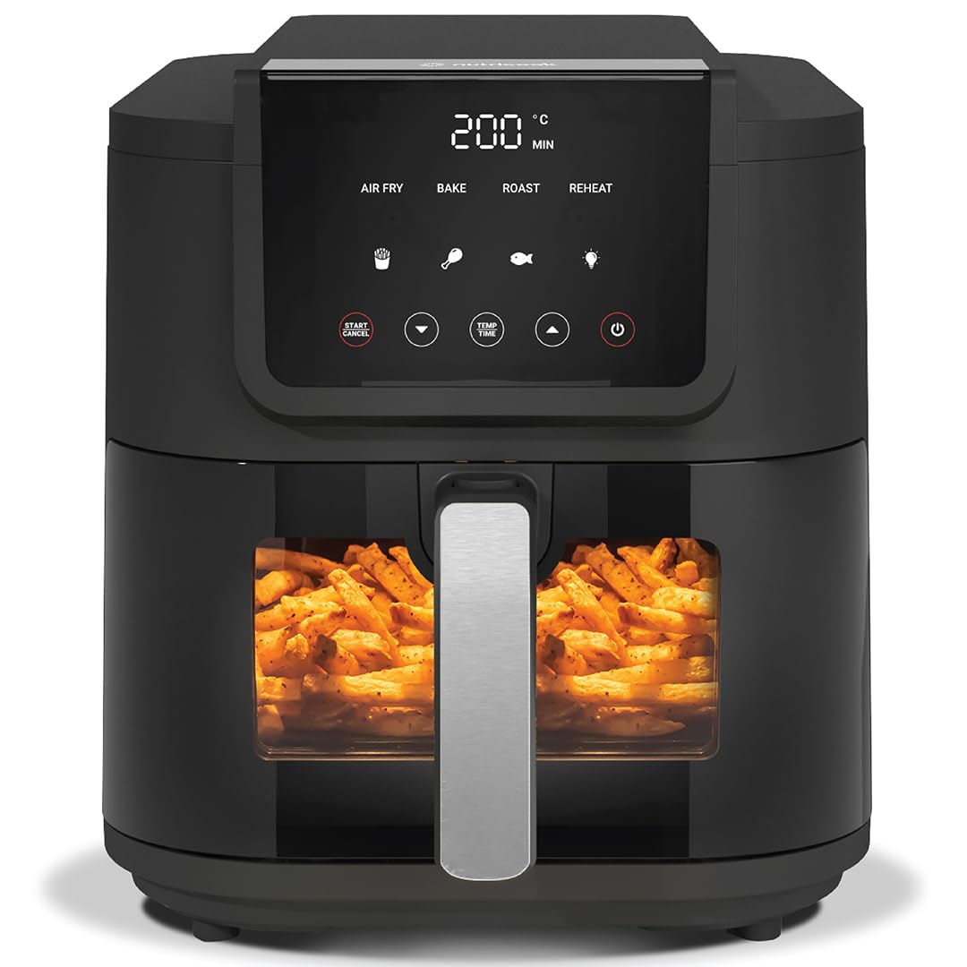Nutricook 5L Air Fryer: Sleek Design, Non-Toxic Ceramic Coating for Healthier Cooking