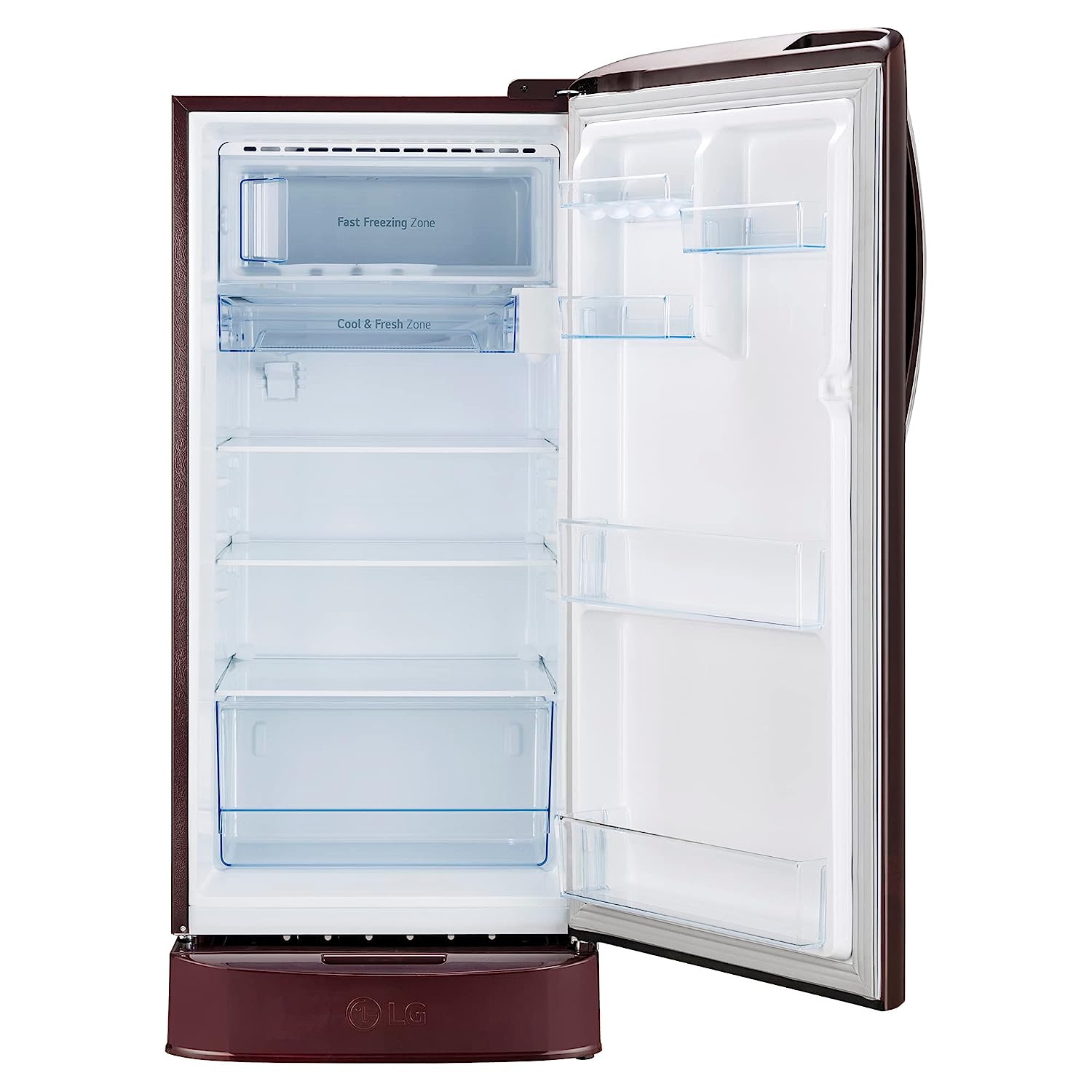LG 201 L 5 Star Inverter Direct-Cool Single Door Refrigerator (GL-D211CSEU, Scarlet Euphoria, Base stand with drawer)
