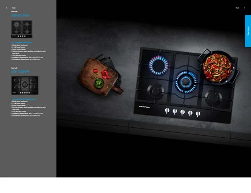 Blaupunkt 5GH 65BB390 Gas Hob: 220-240V, 50-60Hz, Spark Ignition, Controllable Design for Comfortable Electrical Consumption