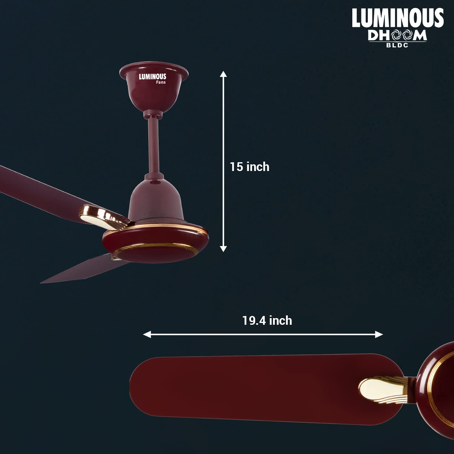 Luminous Dhoom BLDC 1200MM 35W Ceiling Fan Brown