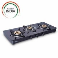Glen Glass Gas Stove 3 Burner 1033 GT XL Manual Ignition Black
