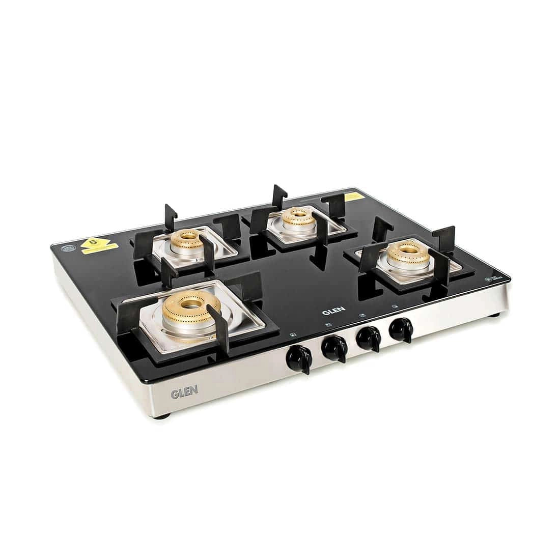 Glen 1048 SQ GT Glass Cooktop Forged Brass 4 Burners ( Black )