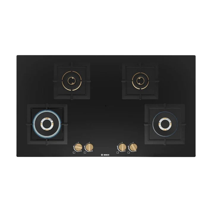 Bosch DWB98IJ60I 90cm Chimney + PNF9B6F20I 90cm 4 Brass Burner Hob Combo