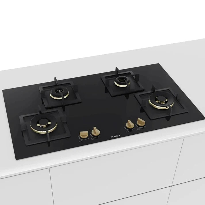 Bosch DWB98IJ60I 90cm Chimney + PNF9B6F20I 90cm 4 Brass Burner Hob Combo