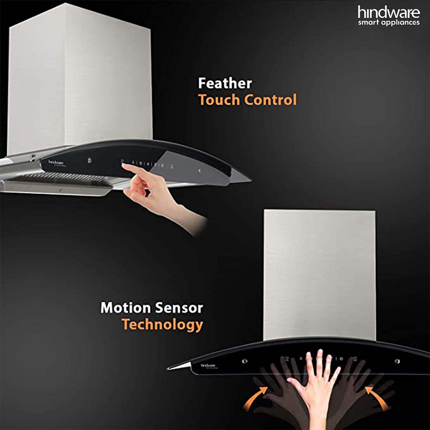Hindware Auto Clean Kitchen Chimney Nadia 90 cm 1200 m/hr Filterless with MS and Touch Control (Inox, C100219)