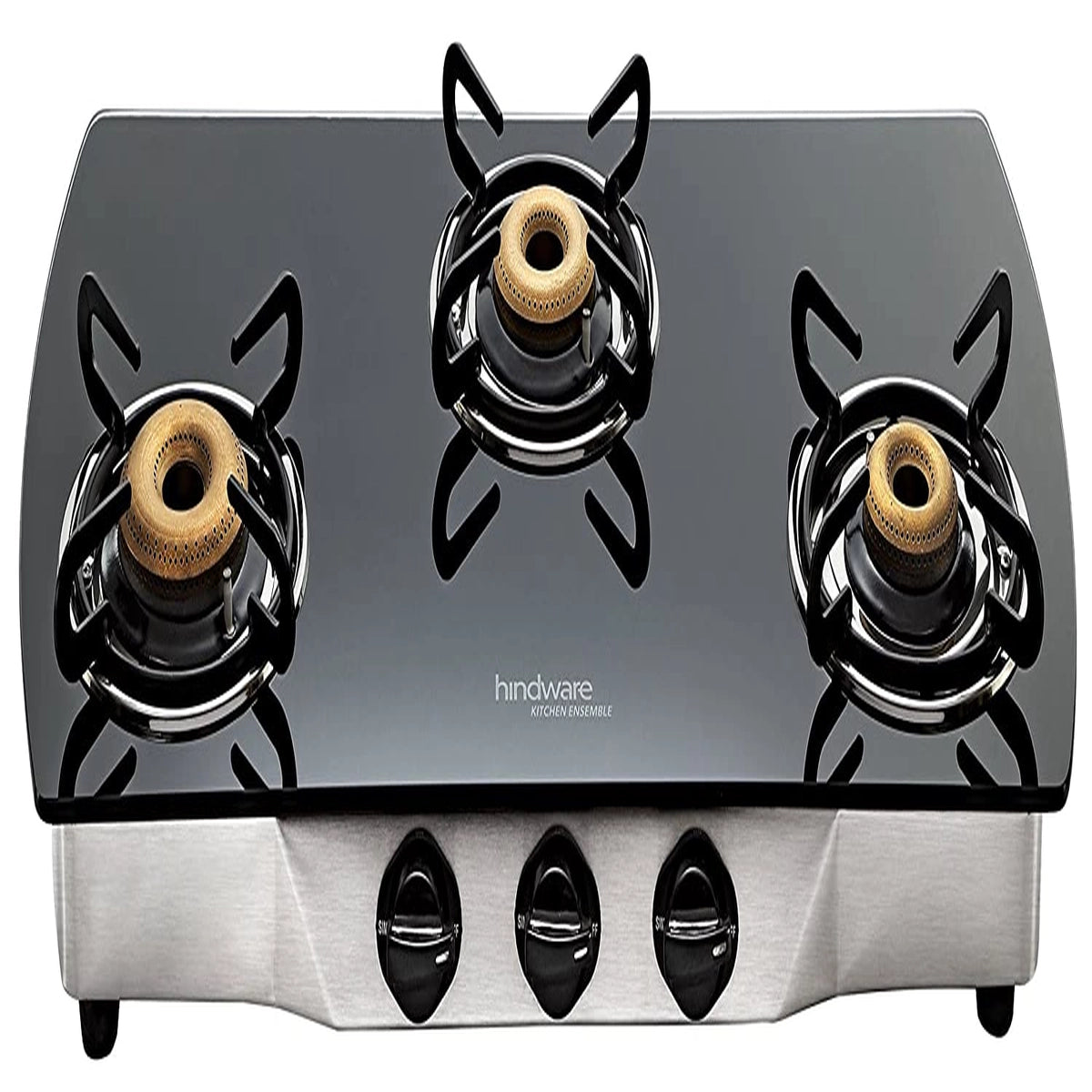 Hindware Primo Plus 3B AI Stainless Steel 3 Burner Cooktop, Black