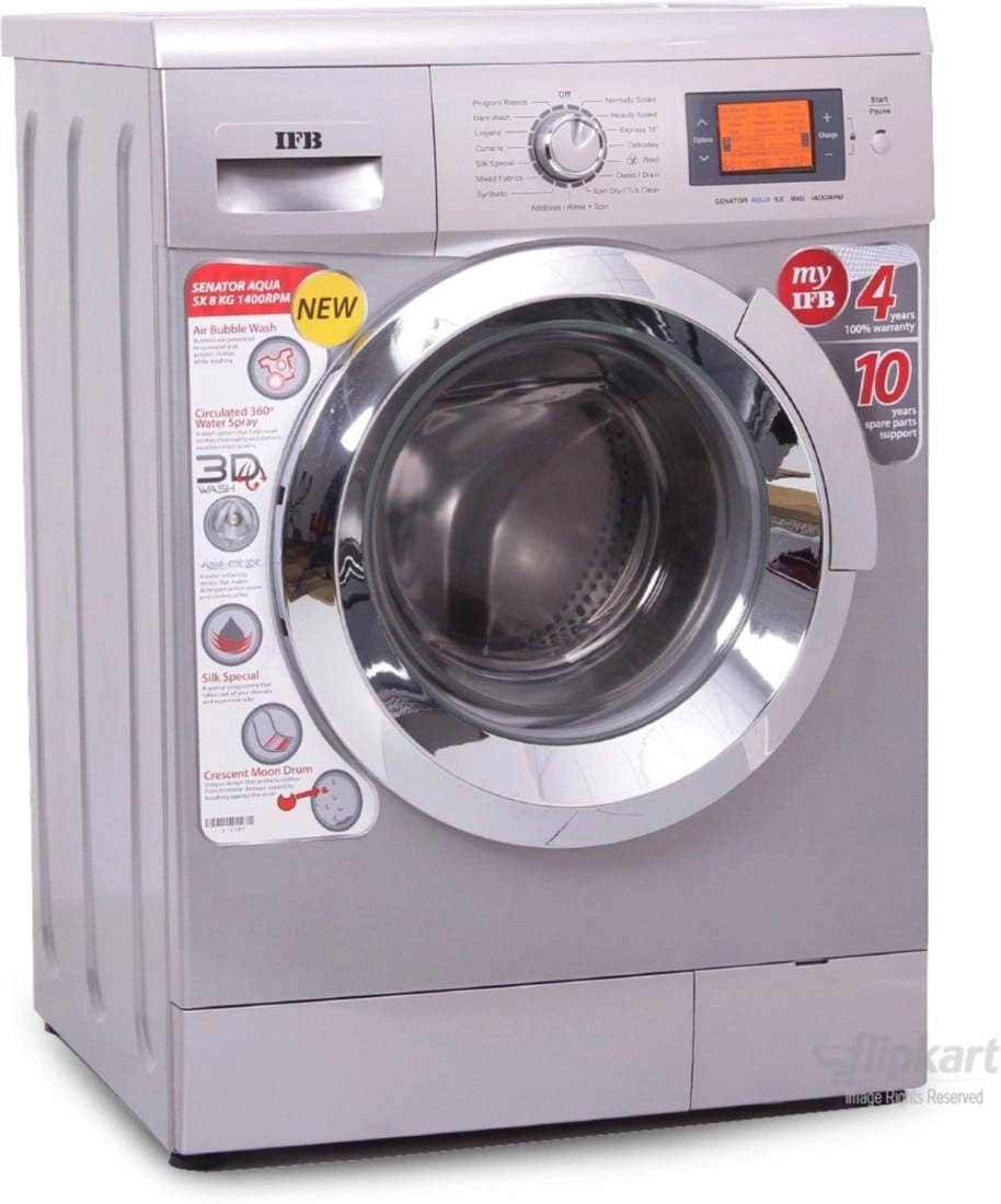 IFB 8 kg Fully-Automatic Front Loading Washing Machine (Senator Aqua SX, Silver)