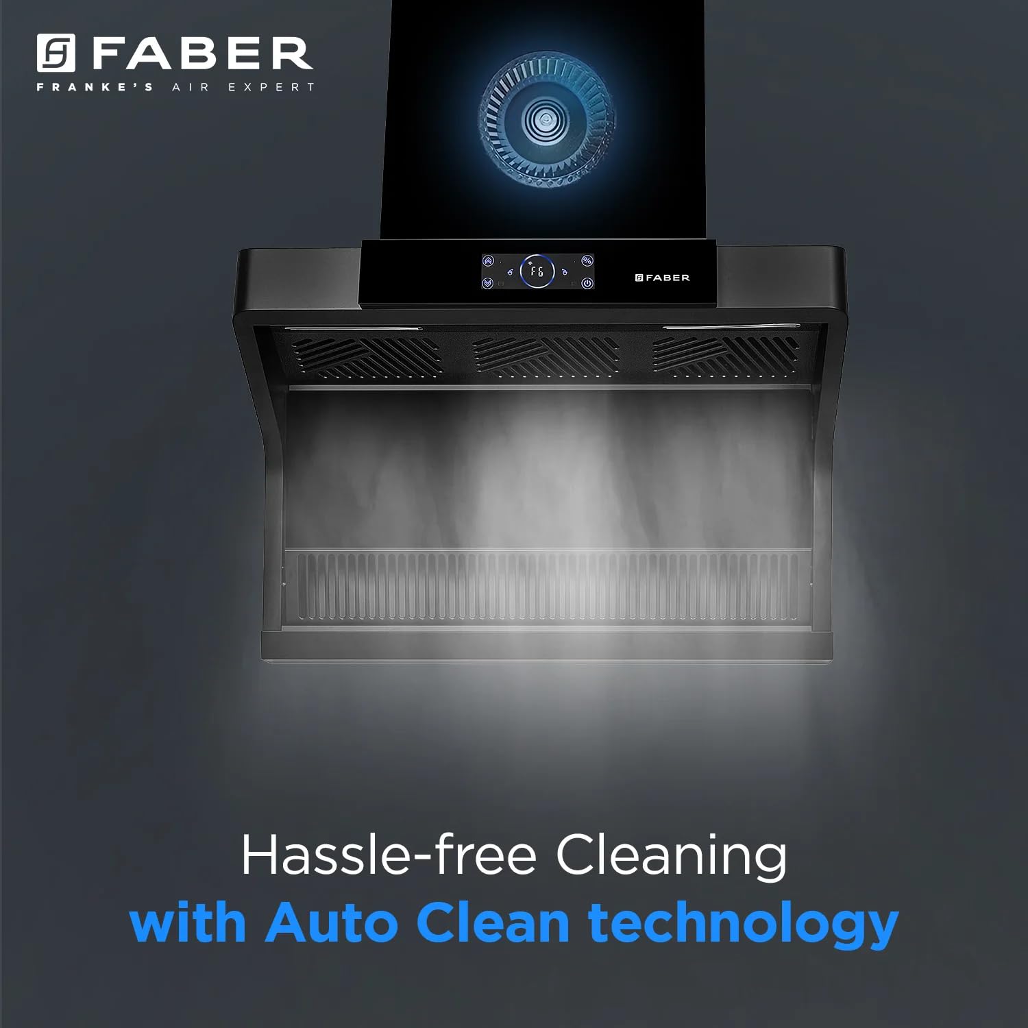 Faber 75 cm 1500 m³/hr angular Kitchen Chimney (HOOD COSMIC FL HC BK 90, Filterless technology, Touch Control, Black)