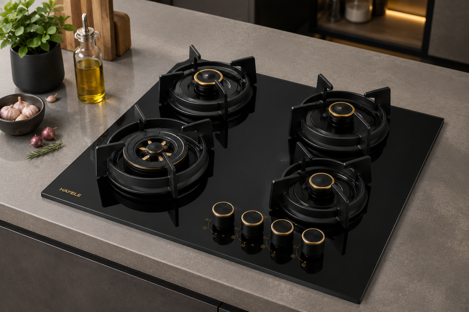 Hafele VESTA 460 60cm 4 Burner Built-in Gas Hob | Full Brass Burners