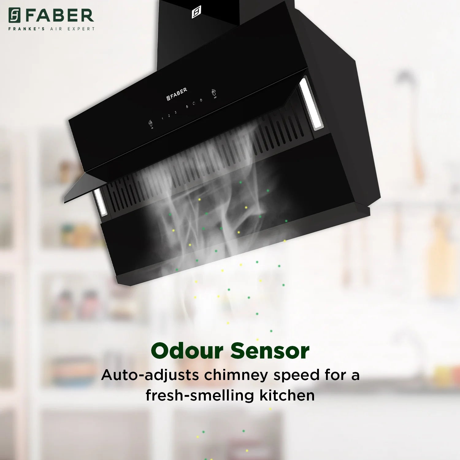 Faber Zenith FL HC SC BK 90cm Ducted Chimney with Odor Sensor (Black) - 1400m3/hr Auto Clean Wall Mount