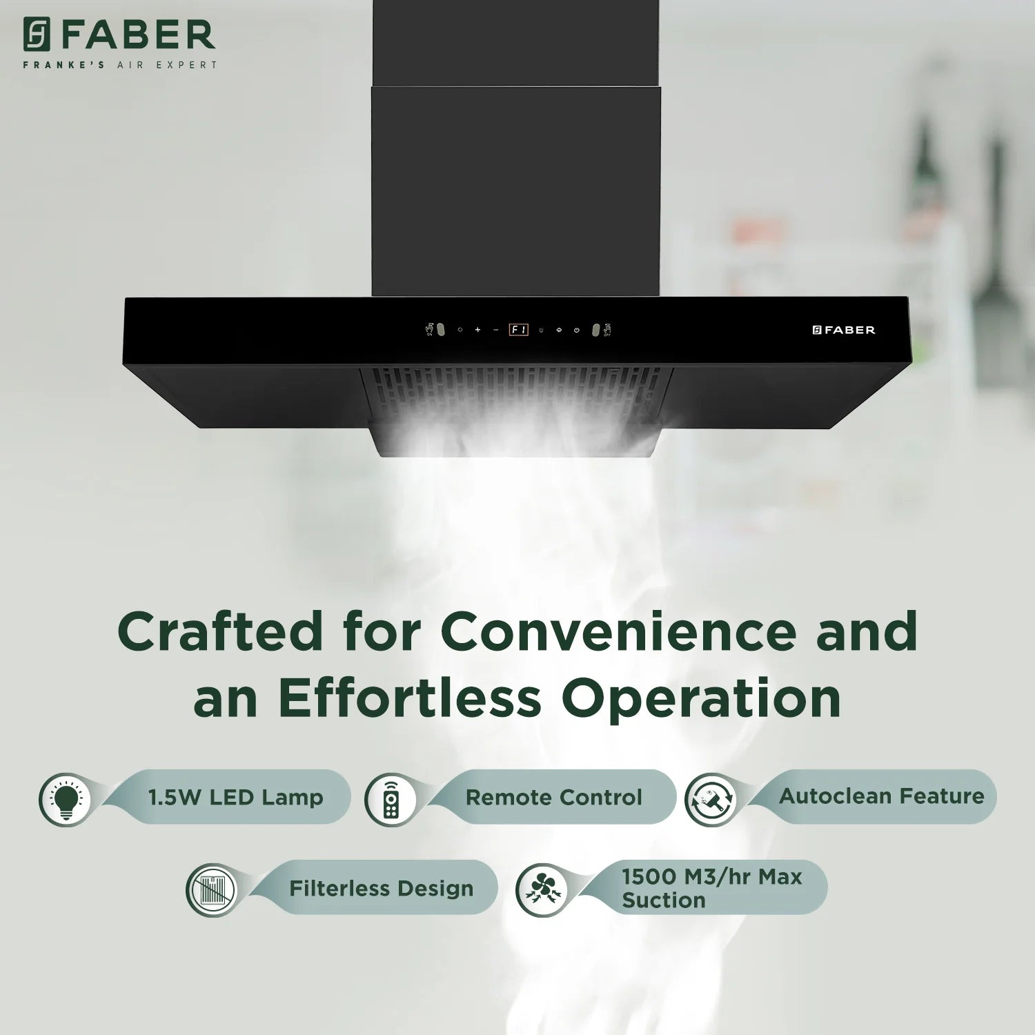 Faber Sigma BLDC HC SC FL BK IN 90cm 1600m3/hr Ducted Auto Clean Wall Mount Chimney with LPG Sensor