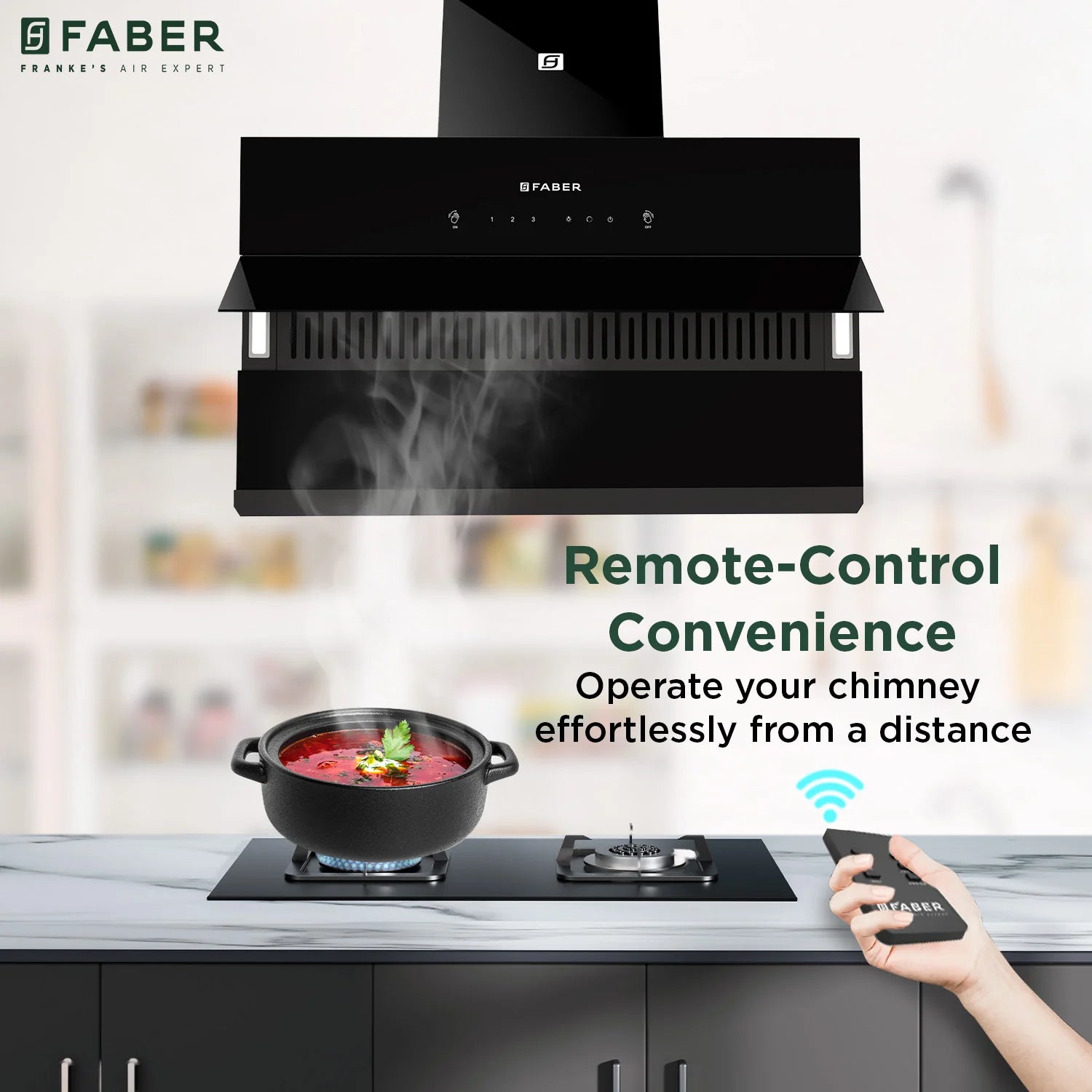 Faber Zenith FL HC SC BK 90cm Ducted Chimney with Odor Sensor (Black) - 1400m3/hr Auto Clean Wall Mount