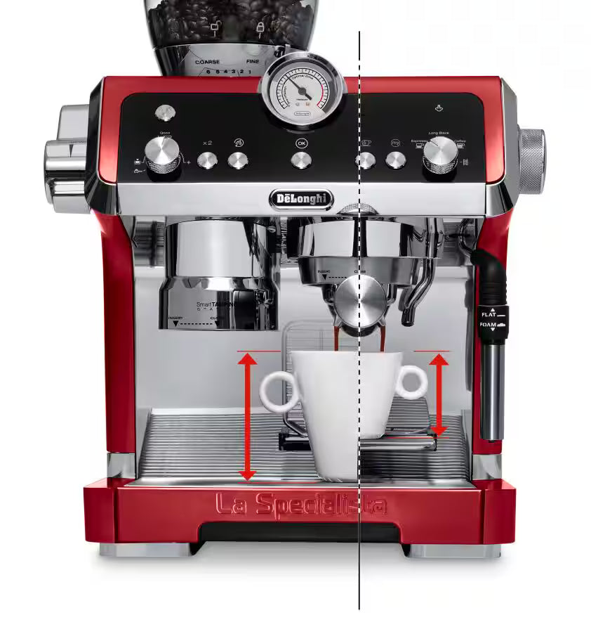 DELONGHI Pump Coffee Machine, 1450W, Integrated Coffee Grinder, EC9335.R(Red)