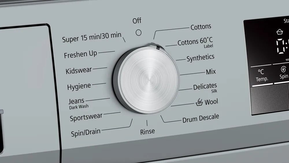 சீமென்ஸ் 5 ஸ்டார் 7KG 1200 RPM இன்வெர்ட்டர் டச் கண்ட்ரோல் உள்ளமைக்கப்பட்ட ஹீட்டருடன் கூடிய முழு தானியங்கி முன் ஏற்றுதல் வாஷிங் மெஷின் (WM12J26SIN, வெள்ளி)