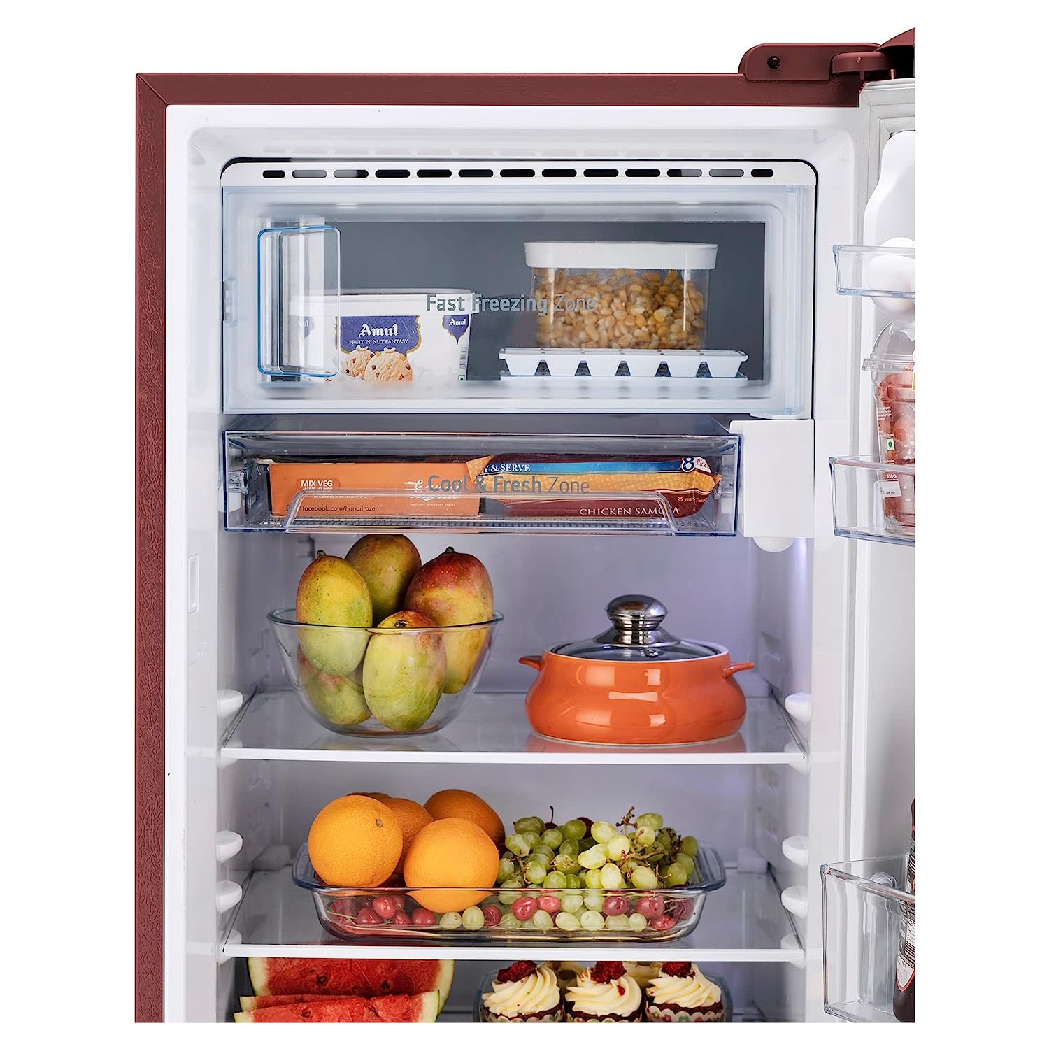 LG 201 L 5 Star Inverter Direct-Cool Single Door Refrigerator (GL-D211CSEU, Scarlet Euphoria, Base stand with drawer)