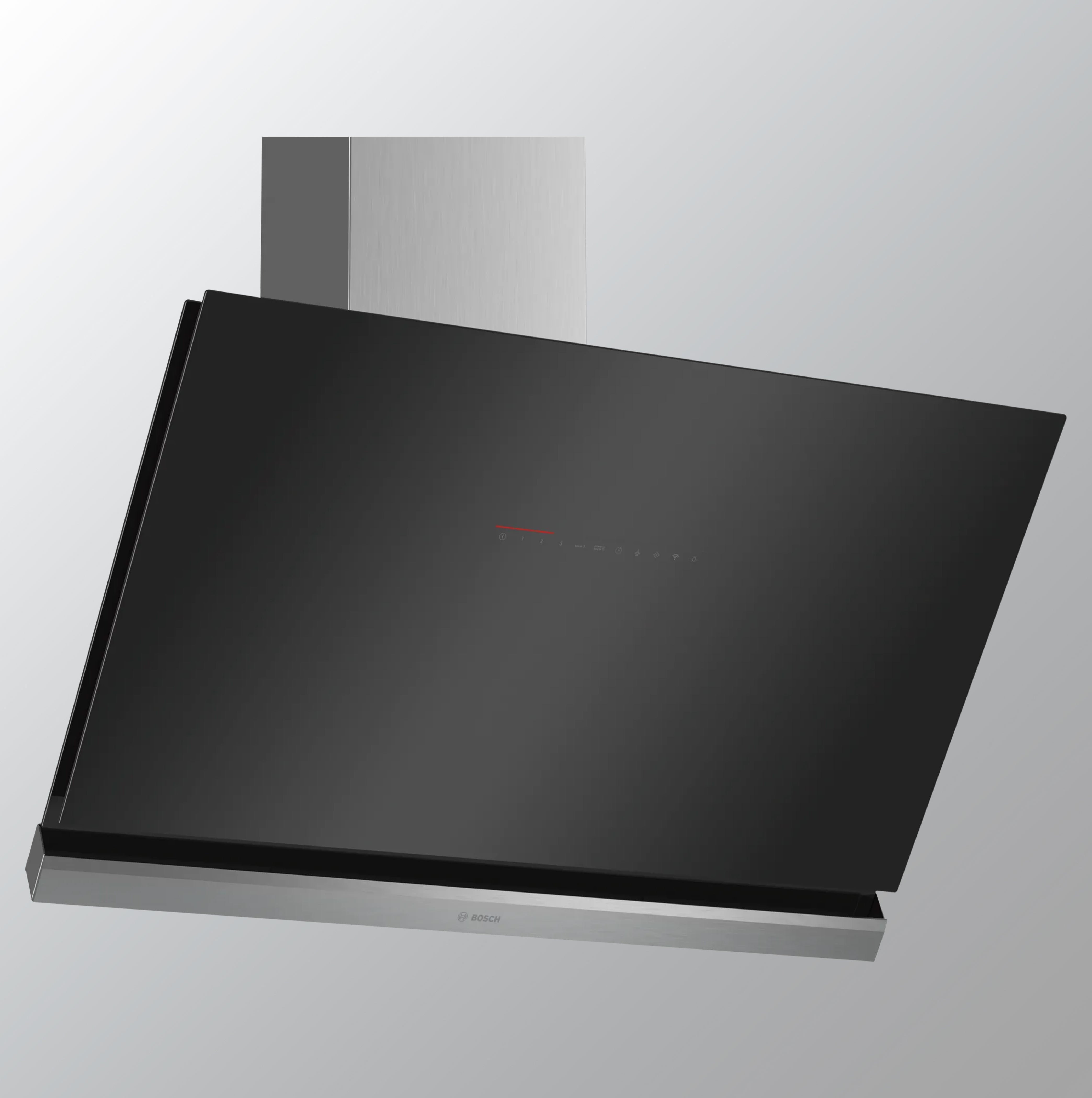 Bosch DWK98PR60I Series 8 wall-mounted cooker hood 90 cm clear glass black printed