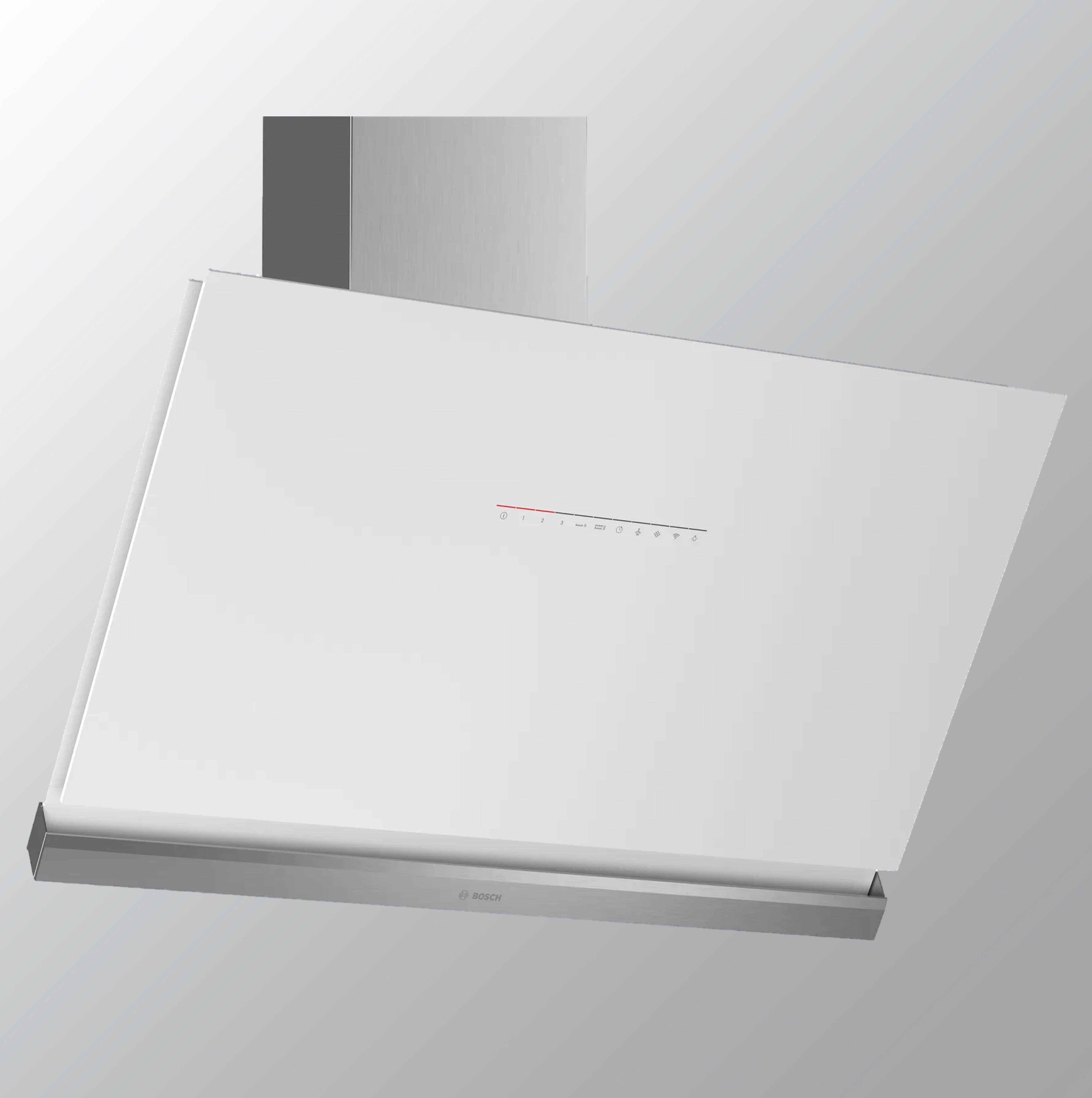 Bosch DWK98PR20ISeries 8 wall-mounted cooker hood 90 cm clear glass white printed