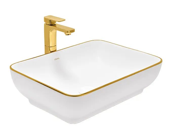 Cera S2020102FG Lustre Glitz Campa L French Gold Finish Table Top Wash Basin - 550x400x160 mm