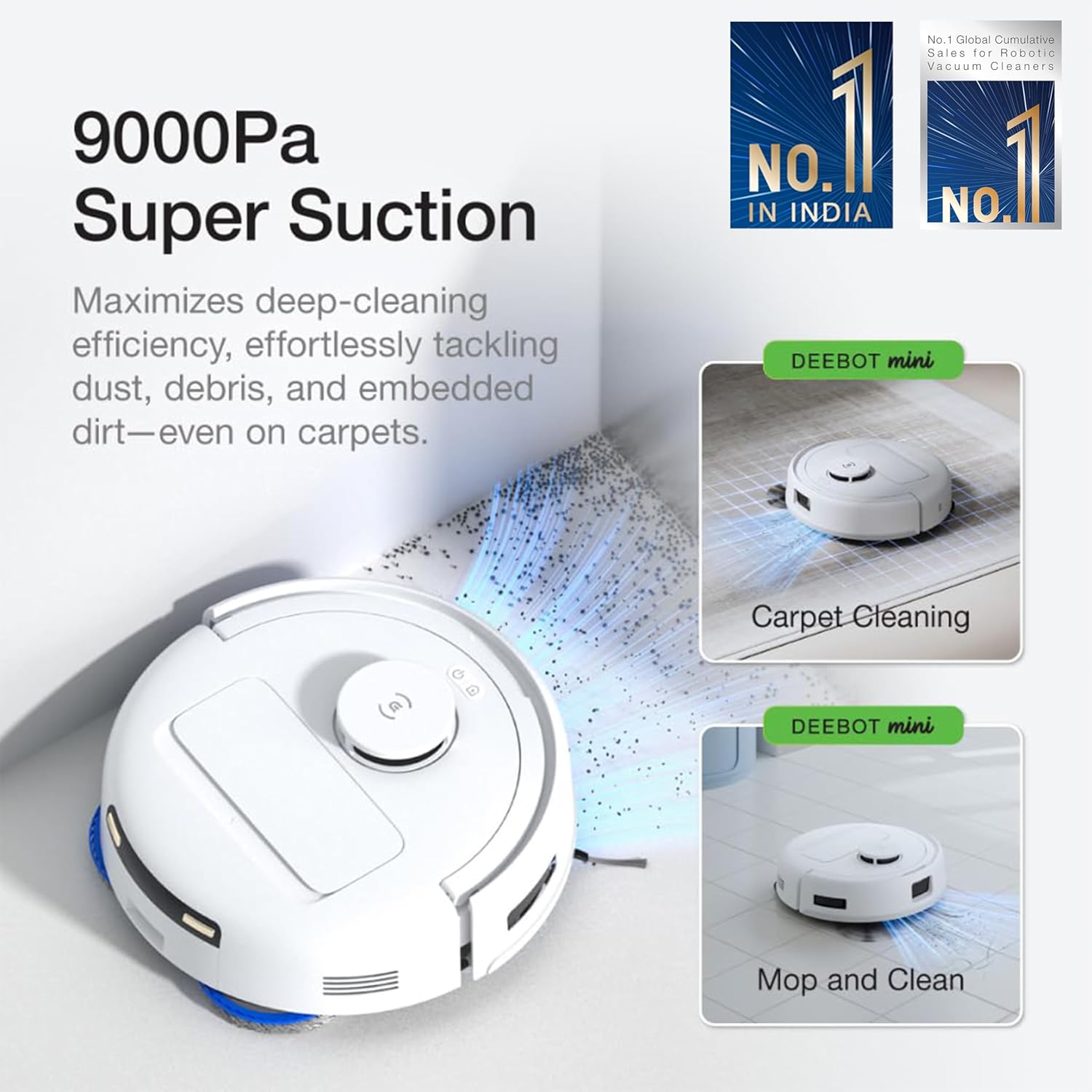 ECOVACS DEEBOT MINI Omni 2-in-1 Robot Vacuum & Mop, 2025 Launch, 9000 Pa, Self-Emptying Station, ZeroTangle 2.0