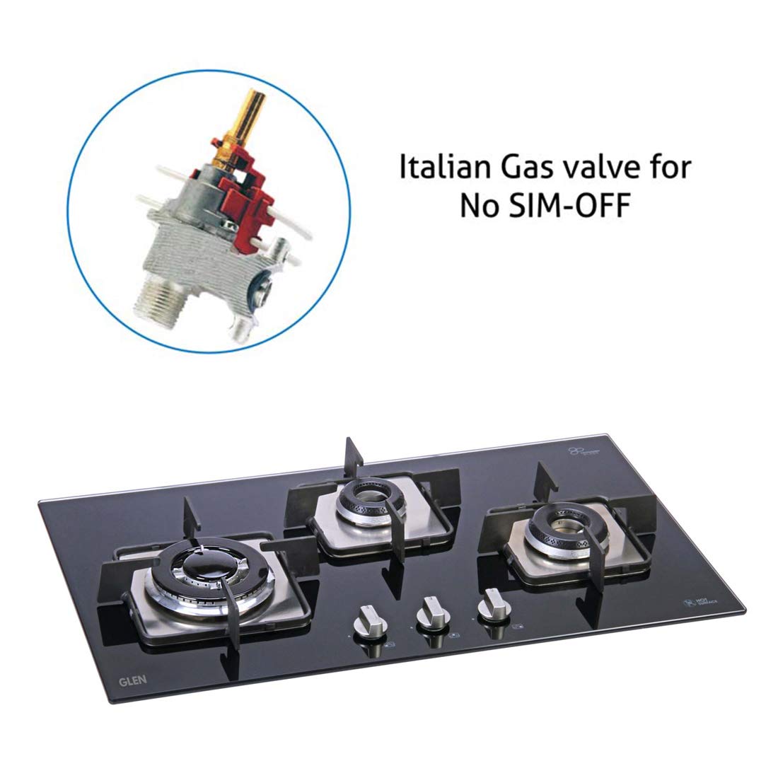 Glen 3 Burner Built-in Glass Hob 1073 SQ IN