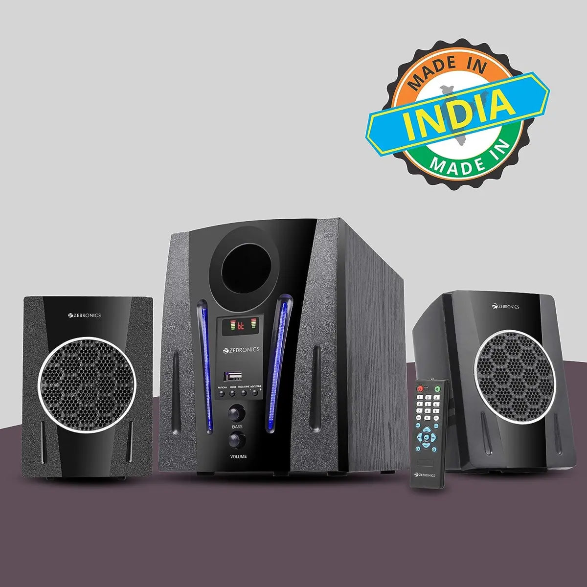 Zebronics ZEB-BT2150RUF 2.1 Multimedia Speaker with Bluetooth Supporting USB,AUX,Built in FM and Remote Control