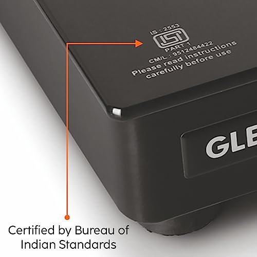 Glen 3 Burner Toughened Glass Top | Black | ISI Certified | Stainless Steel Drip Trays | Anti-Skid Feet | Ergonomic Knobs | 2 Year Warranty | CT3B70BLBB
