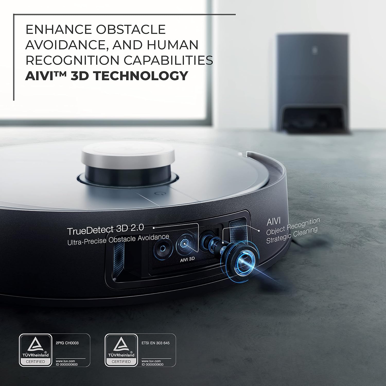 ECOVACS DEEBOT 2-in-1 Vacuum Cleaner, 5000 Pa Suction, All-in-One Omni Station, AIVI 3D & TrueMapping