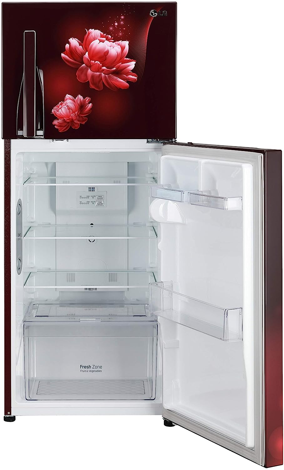 LG 260 L 2 Star Frost Free Inverter Double Door Refrigerator (GL-T292RSCY, Scarlet Charm, Convertible)