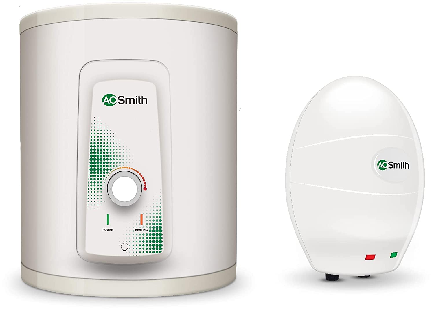 AO Smith HSE-VAS-X-015 Storage 15 Litre Vertical Water Heater (Geyser) White 5 Star & AO Smith EWS-3 Glass Lined 3 Litre 3KW Instant Water Heater (Geyser) White Body - 8 Bar Pressure Rating