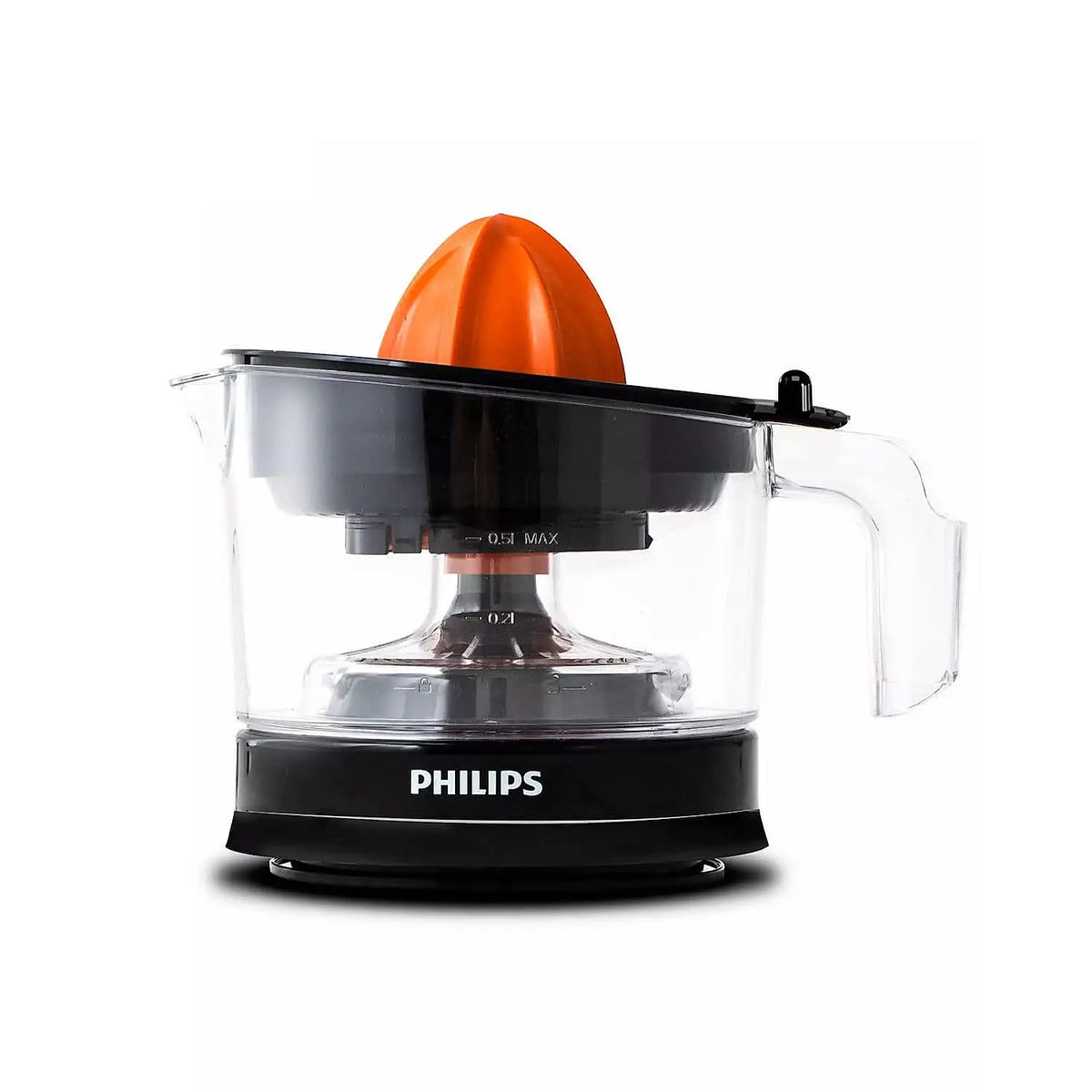 Philips HR2788/00 citrus press juicer with orange cone, transparent 0.5 L jar and black base