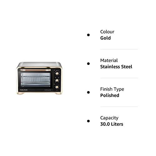 Morphy Richards 30Rcss Otg Oven For Kitchen|30 Litre Oven Toaster Griller|Convection Fan&Rotisserie Function|Stainless Steel Oven|Temperature Control|2-Yr Warranty By Brand|Gold&Black,1600 Wa