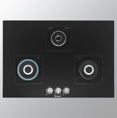 BOSCH PND7B6B10I Glass Automatic Gas Hob 3 Burners BLACK 75 CM