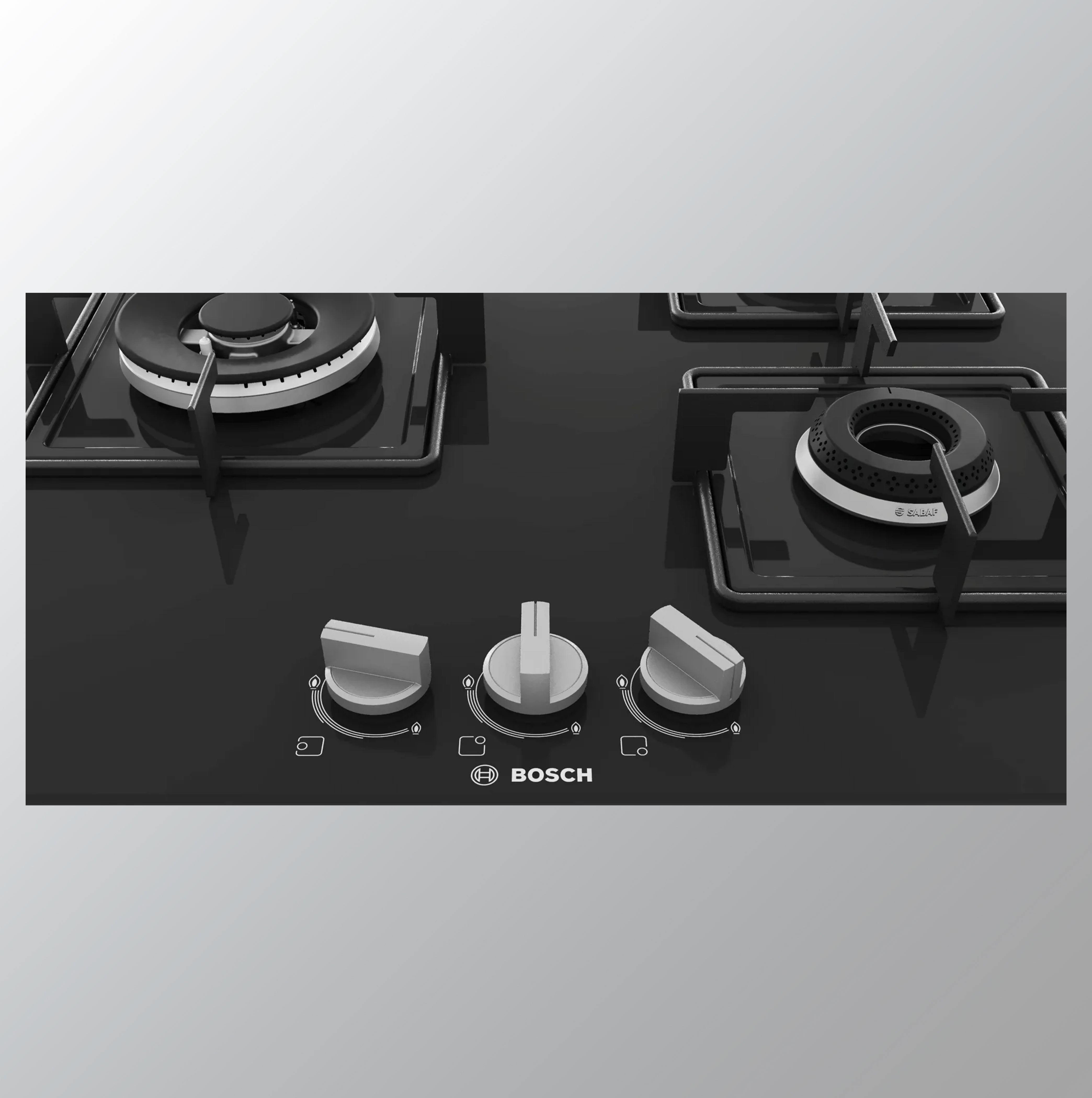 BOSCH கேஸ் ஹாப் PNC6B6B11I 3 பர்னர்கள் 60CM கண்ணாடி ஆட்டோ கருப்பு