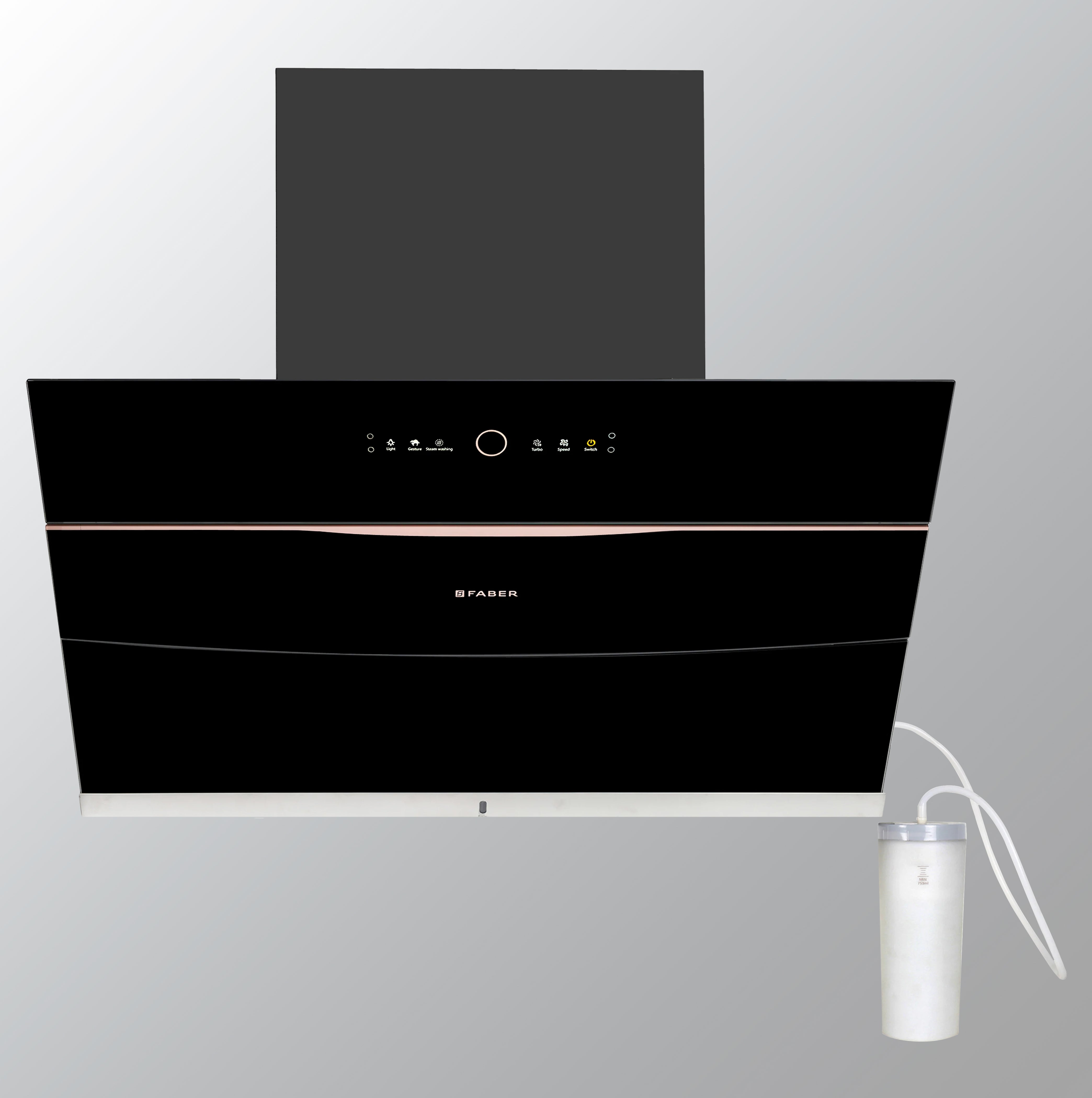 Faber Bolt 90cm 1500 m³/hr | Steam Clean Kitchen Chimney| Powerful Turbo Suction| Low Noise | Filterless| Touch & Gesture Control |5Yrs Product, 12Yrs Motor Warranty by Faber| HOOD BOLT FL SW SC BK 90