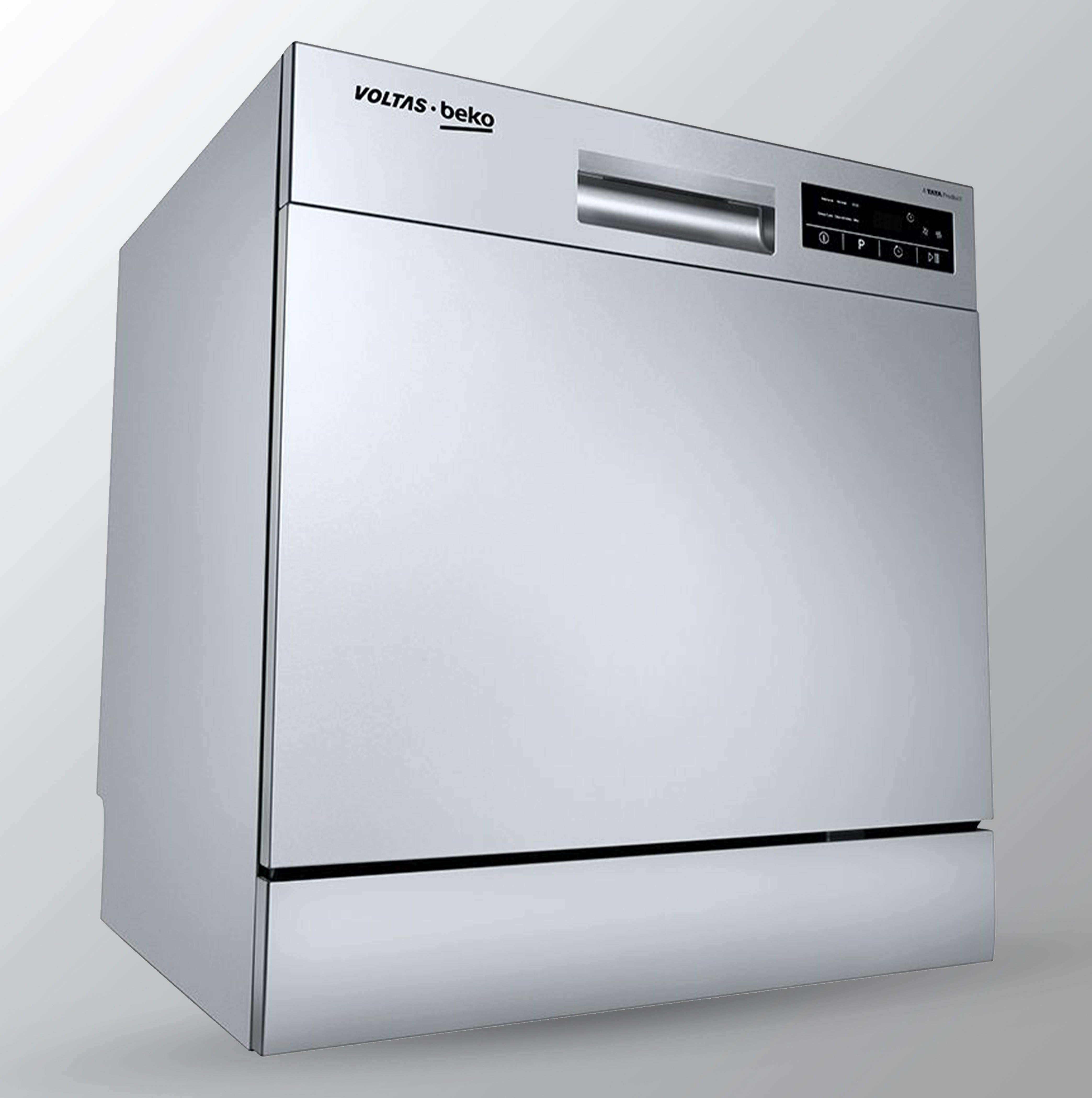Voltas Beko 8 Place Settings Table Top Dishwasher (DT8S, Silver, Inbuilt Heater)