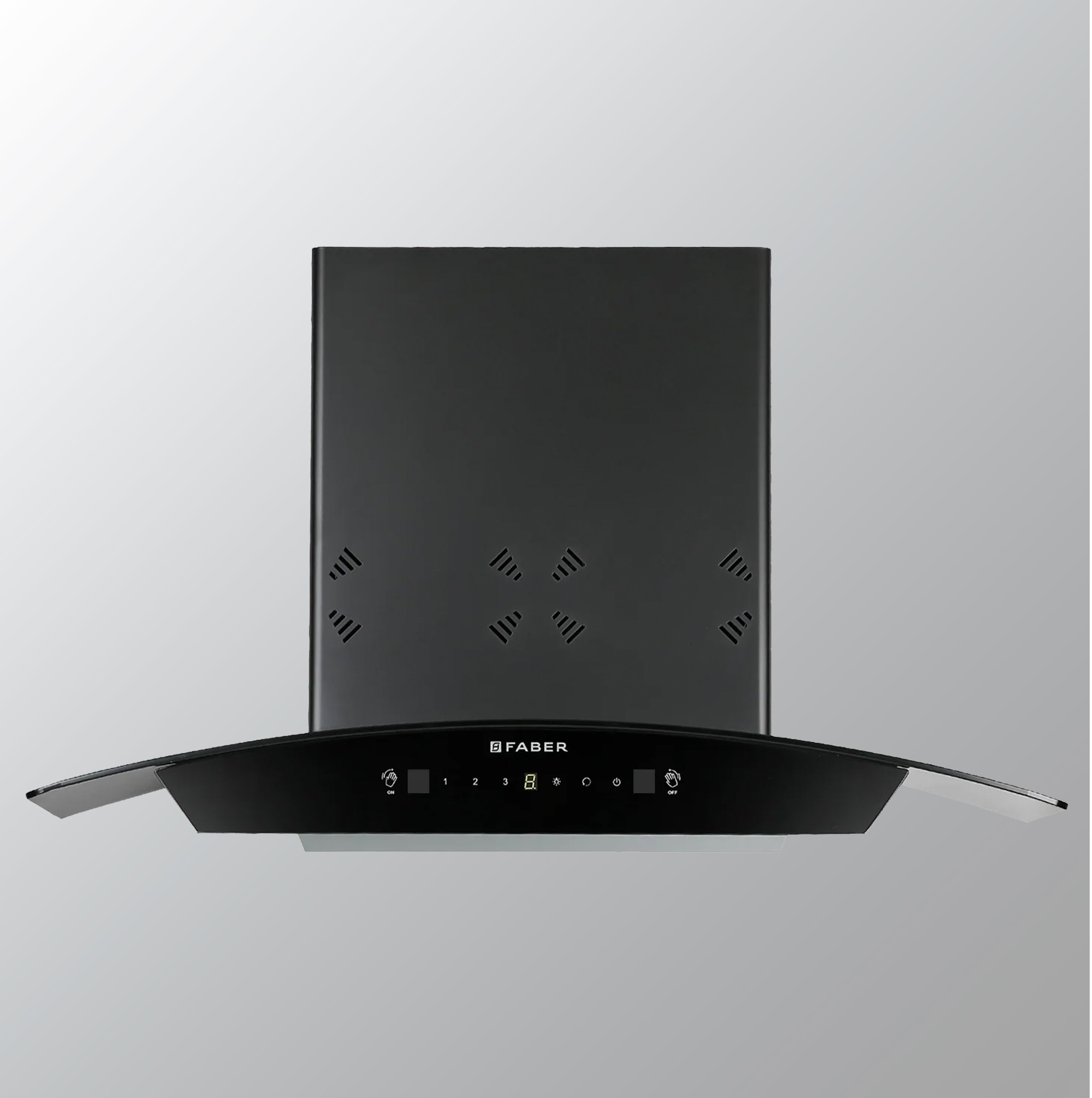 Faber 75 cm 1250 m³/hr Auto-Clean Curved Glass Kitchen Chimney [HOOD EVEREST 3D IN HC SC FL LG 75 ] with Filterless technology, Gesture & Touch Control, Black, Free 1 Year Extended warranty