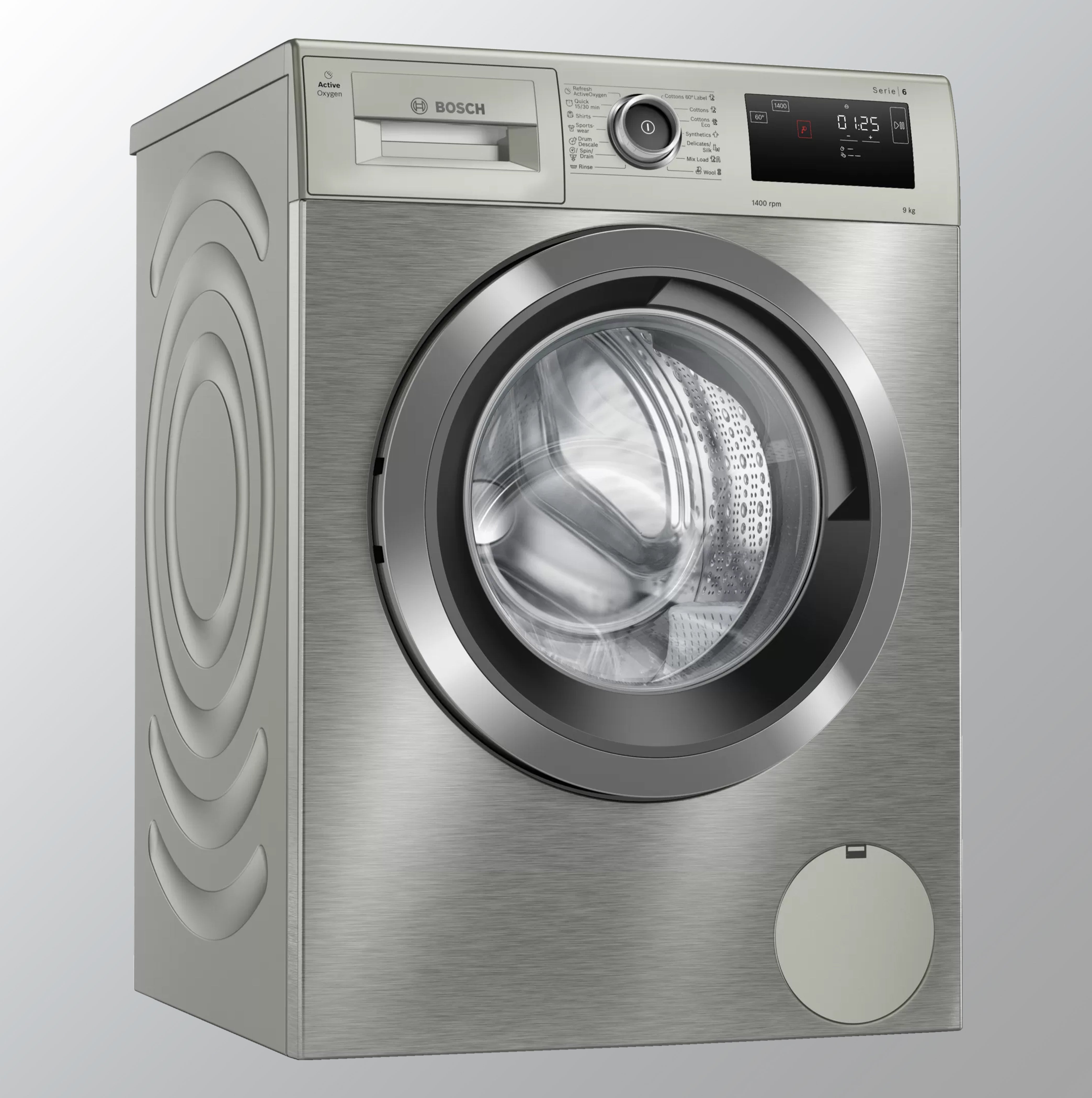 Bosch Active Oxygen 9KG 1400 RPM Inverter Fully Automatic Front Loading Washing Machine With Heater (WAU28Q9SIN,Silver)