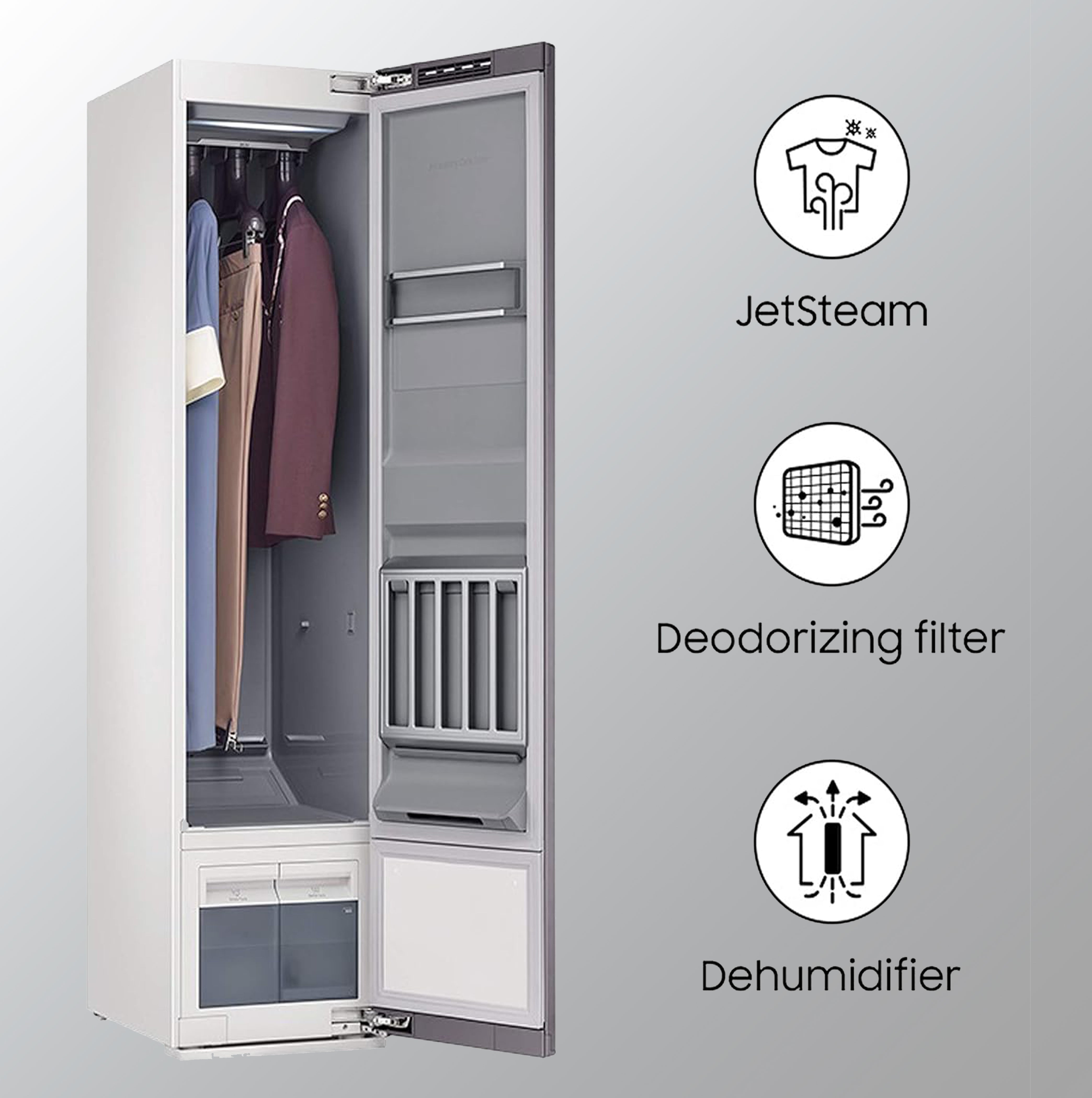 Samsung Air Dresser with Jet Steam For Sanitizing and Refreshing Clothes (Crystal Mirror Black, DF60R8600CG/TL)