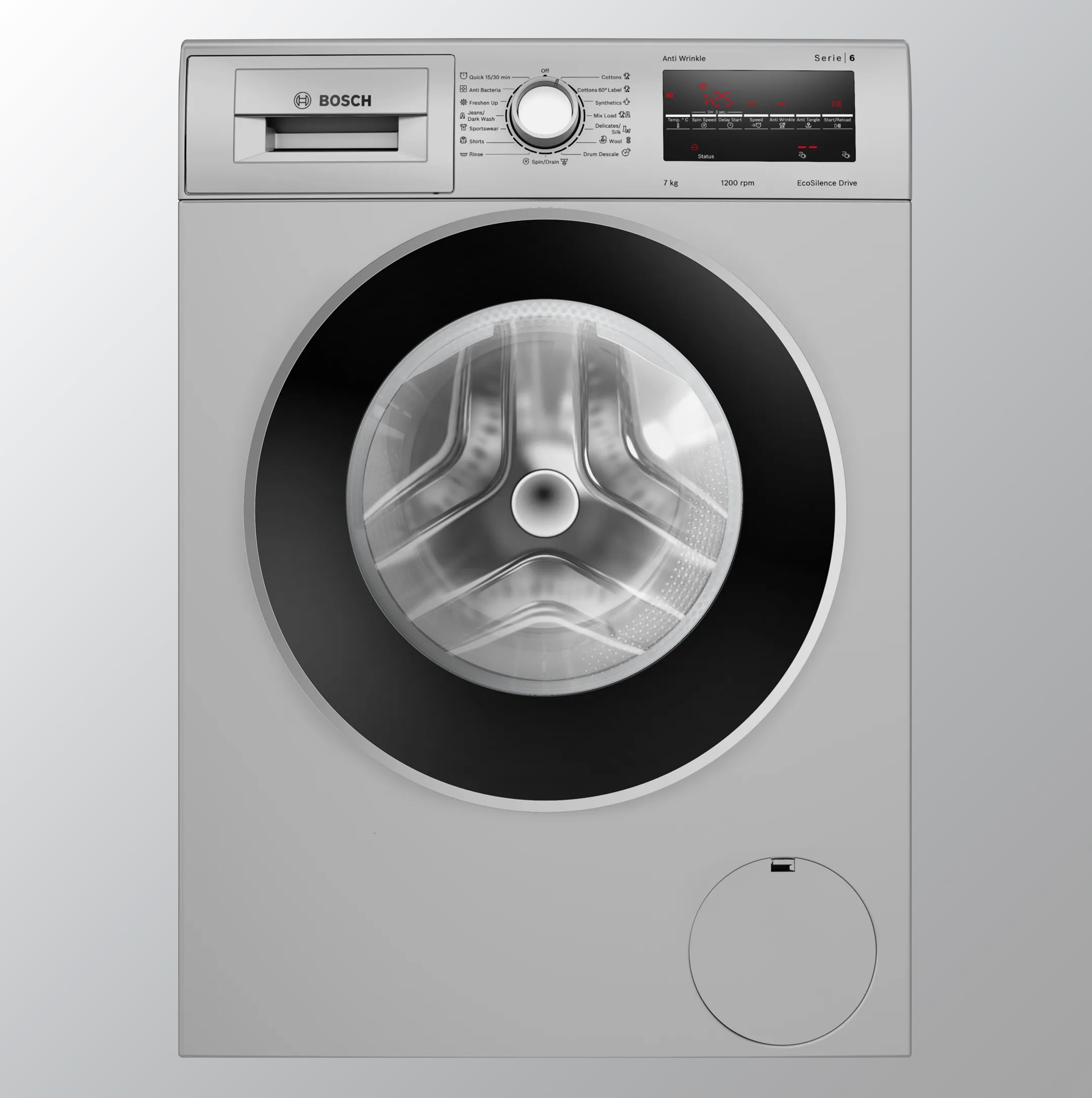 Bosch 7 kg Fully-Automatic Front Loading Washing Machine (WAJ2446SIN, Silver, Inbuilt Heater)