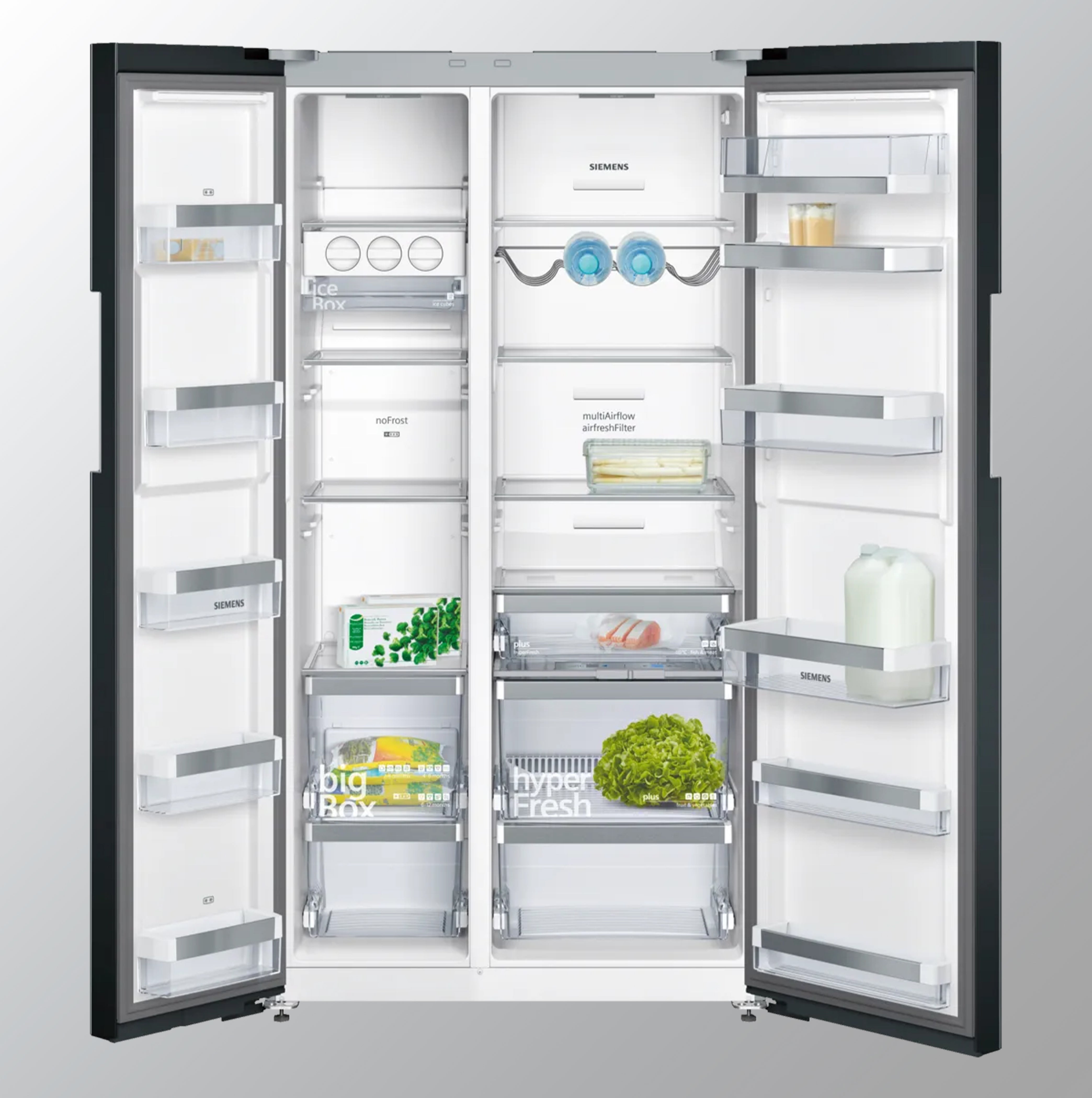 Siemens iQ700 American side by side, glass door 175.6 x 91.2 cm Black KA92NLB35I