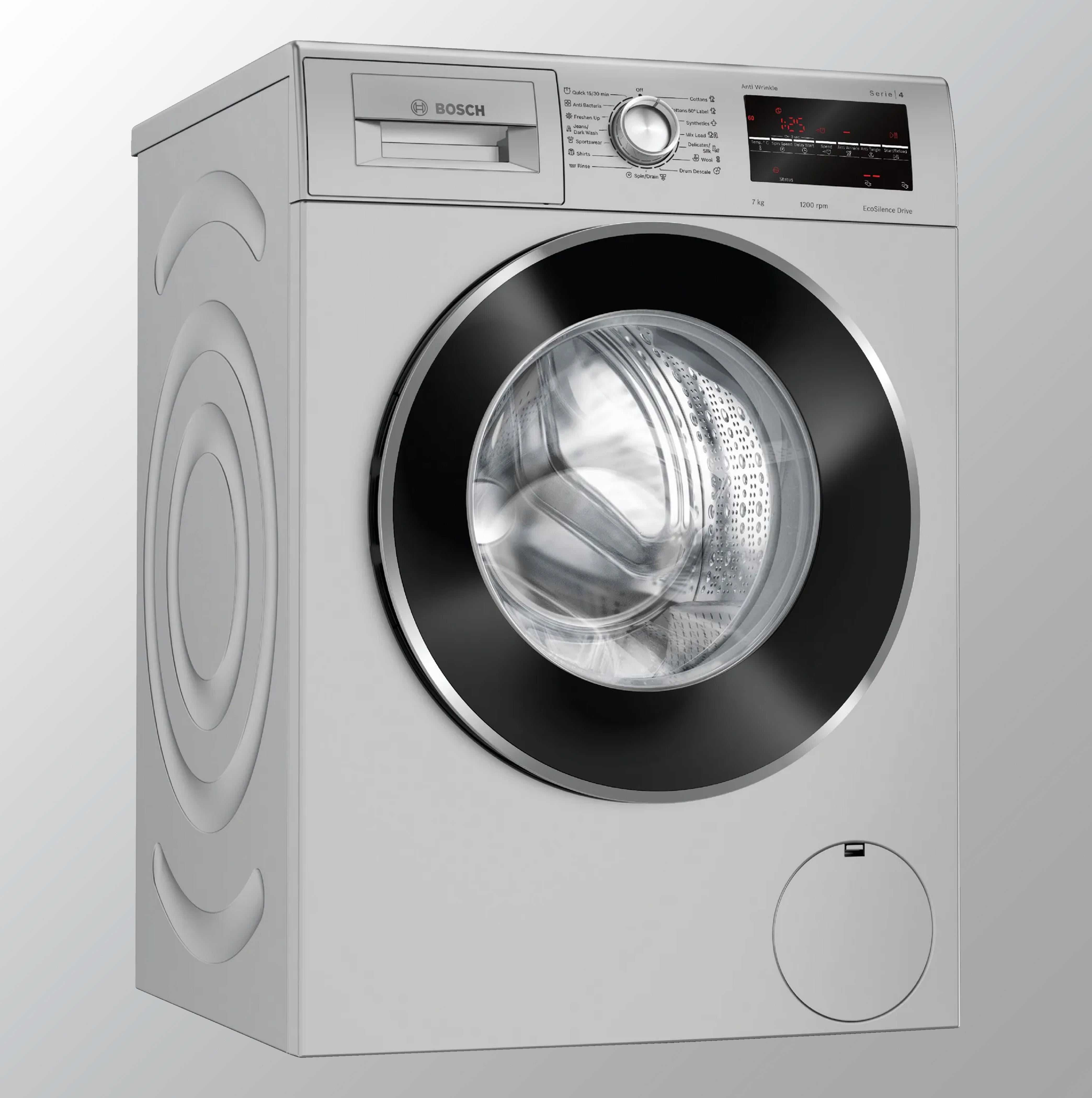 Bosch 7 kg Fully-Automatic Front Loading Washing Machine (WAJ2446SIN, Silver, Inbuilt Heater)