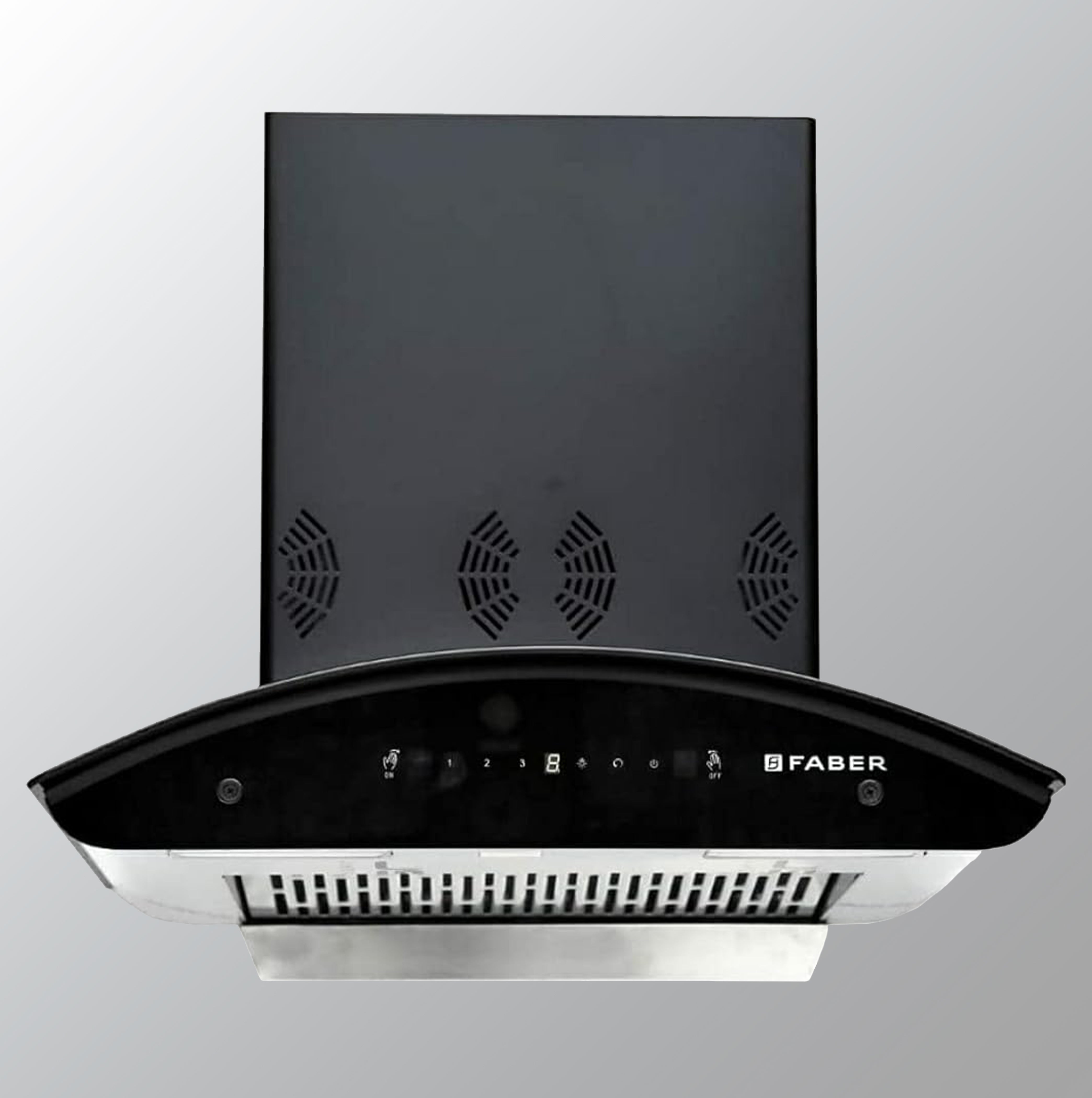 Faber 60 cm 6 way Silent Suction, 1250 m³/hr Auto-Clean curved glass Kitchen Chimney(HOOD CREST 3D PLUS IND HC SC BK 60 Filterless technology, Touch Control & Gesture Control, Black)