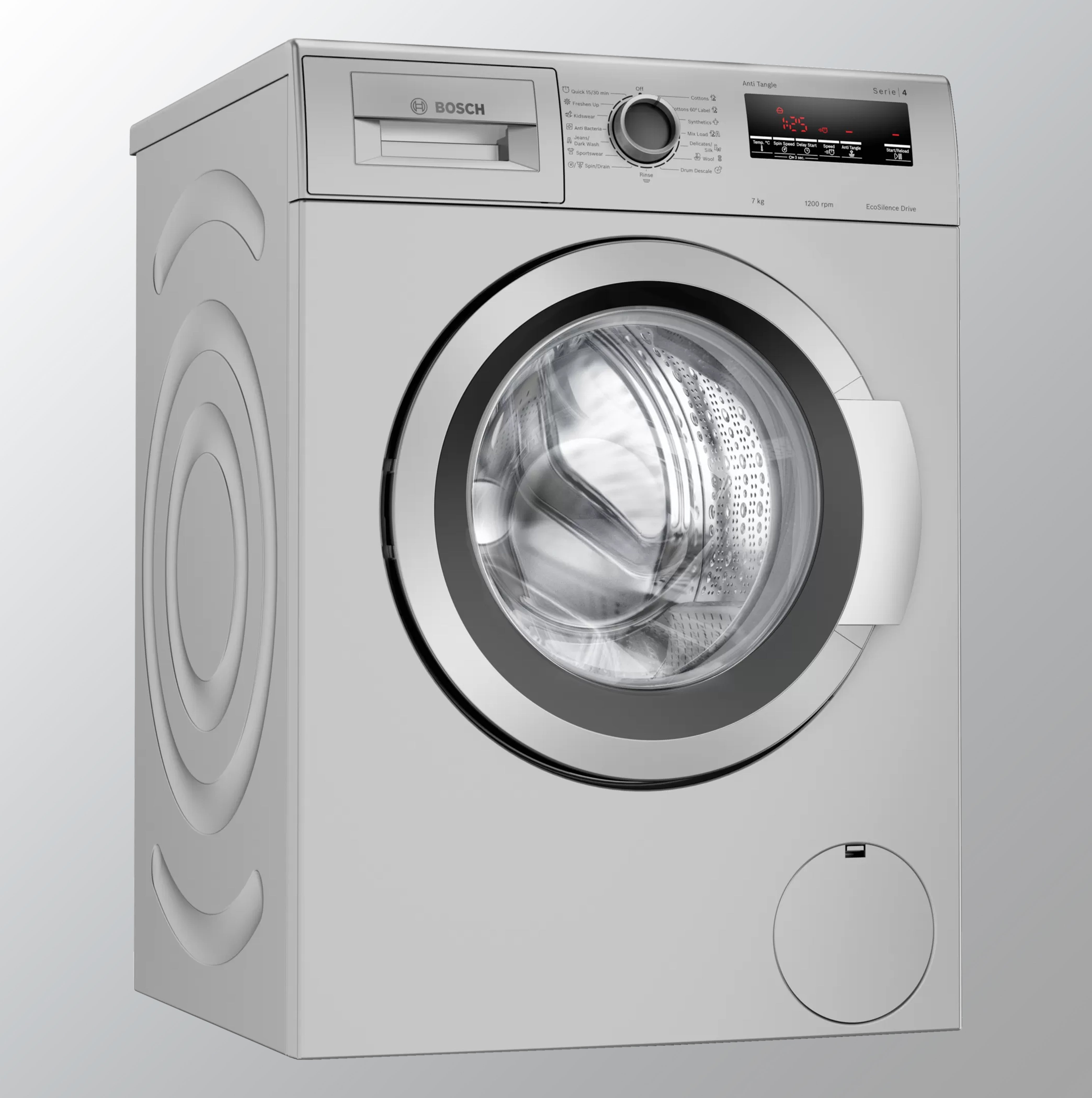 Bosch 7 kg 5 Star Inverter Touch Control Fully Automatic Front Loading Washing Machine with In - built Heater (WAJ2416SIN, Silver)