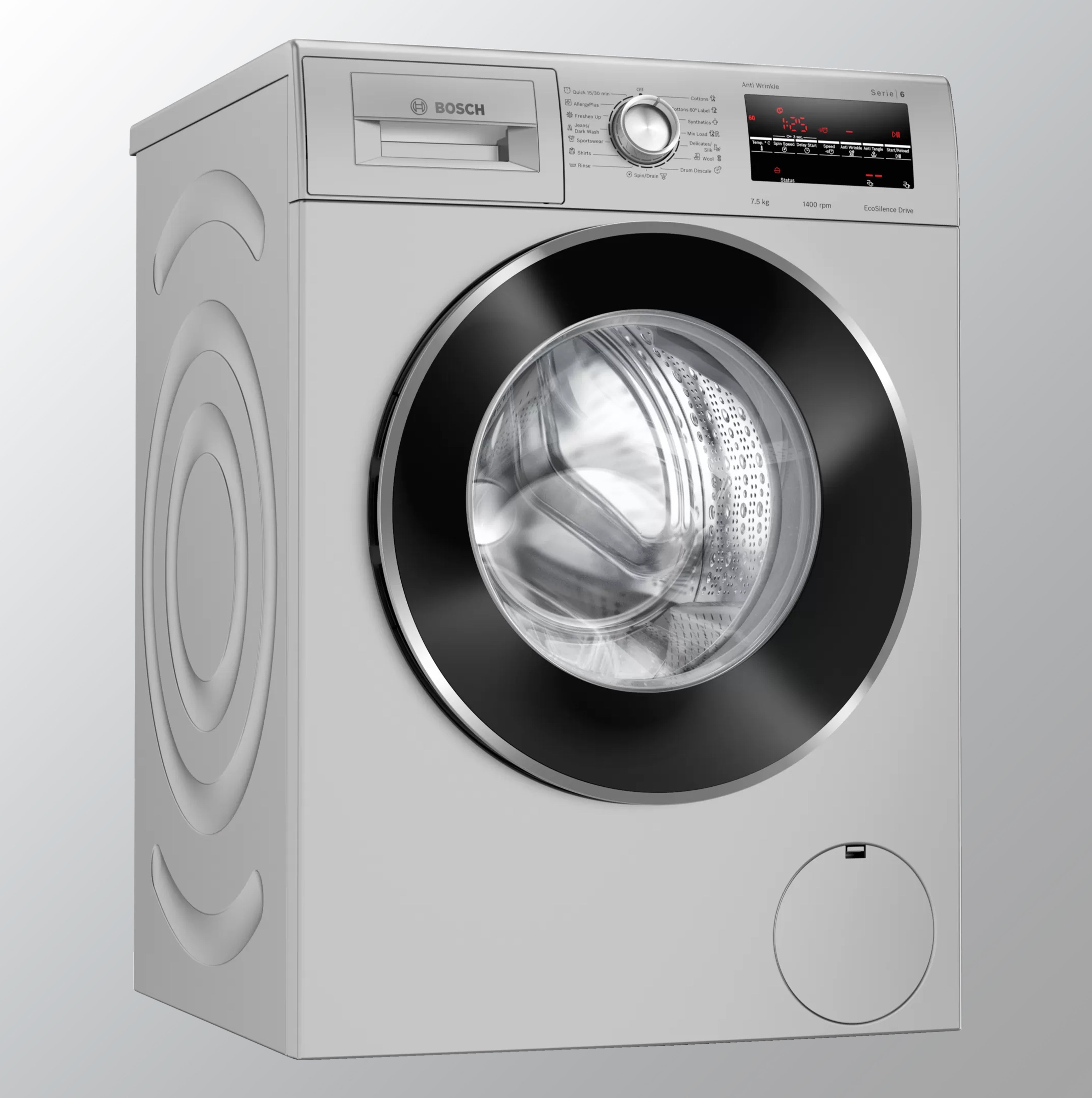Bosch 7.5 kg Fully Automatic Front Loading Washing Machine (WAJ2846IIN, Silver, Inbuilt Heater)